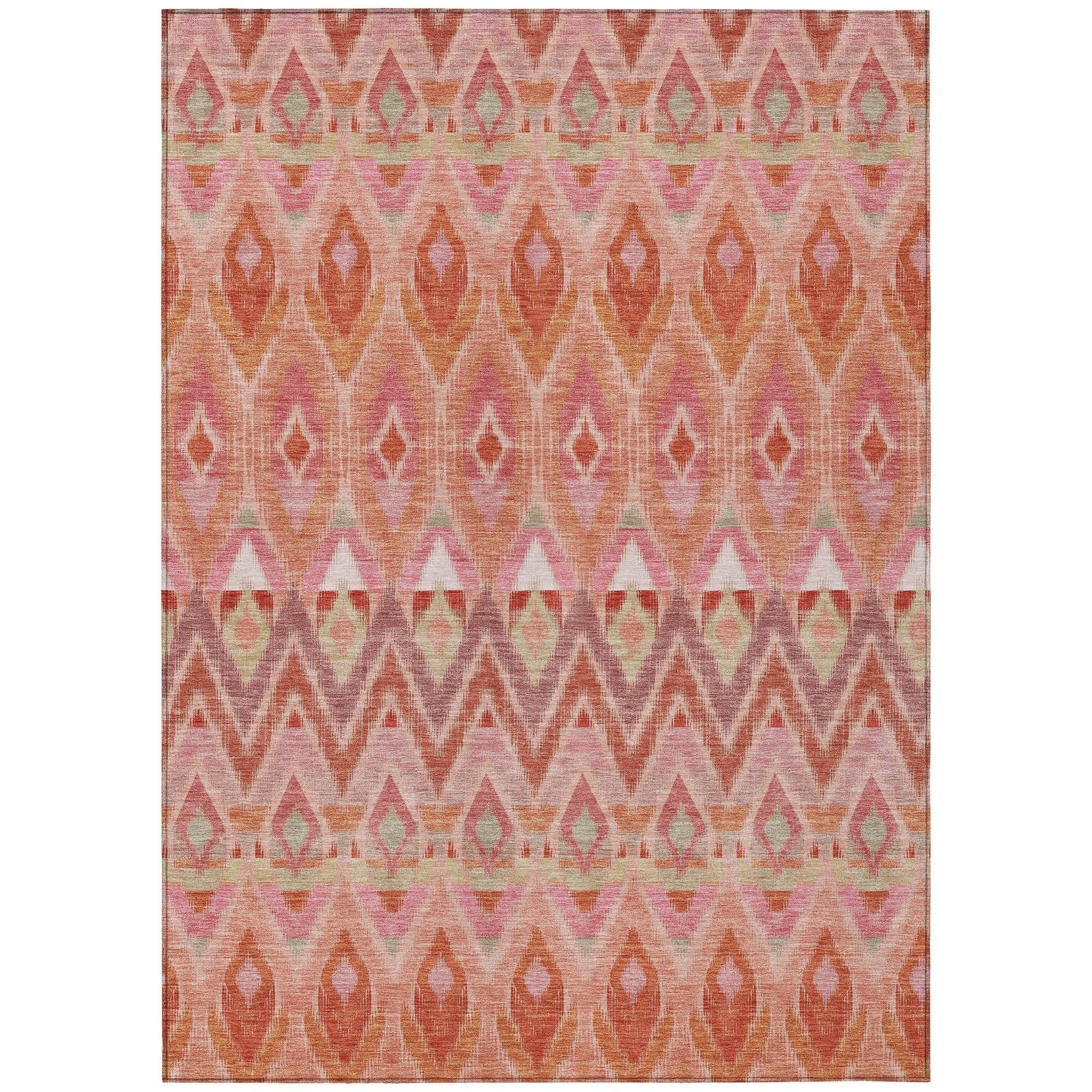 Machine Washable Pink Rug - Indoor / Outdoor - Kids / Pet Friendly Southwest Print Rug