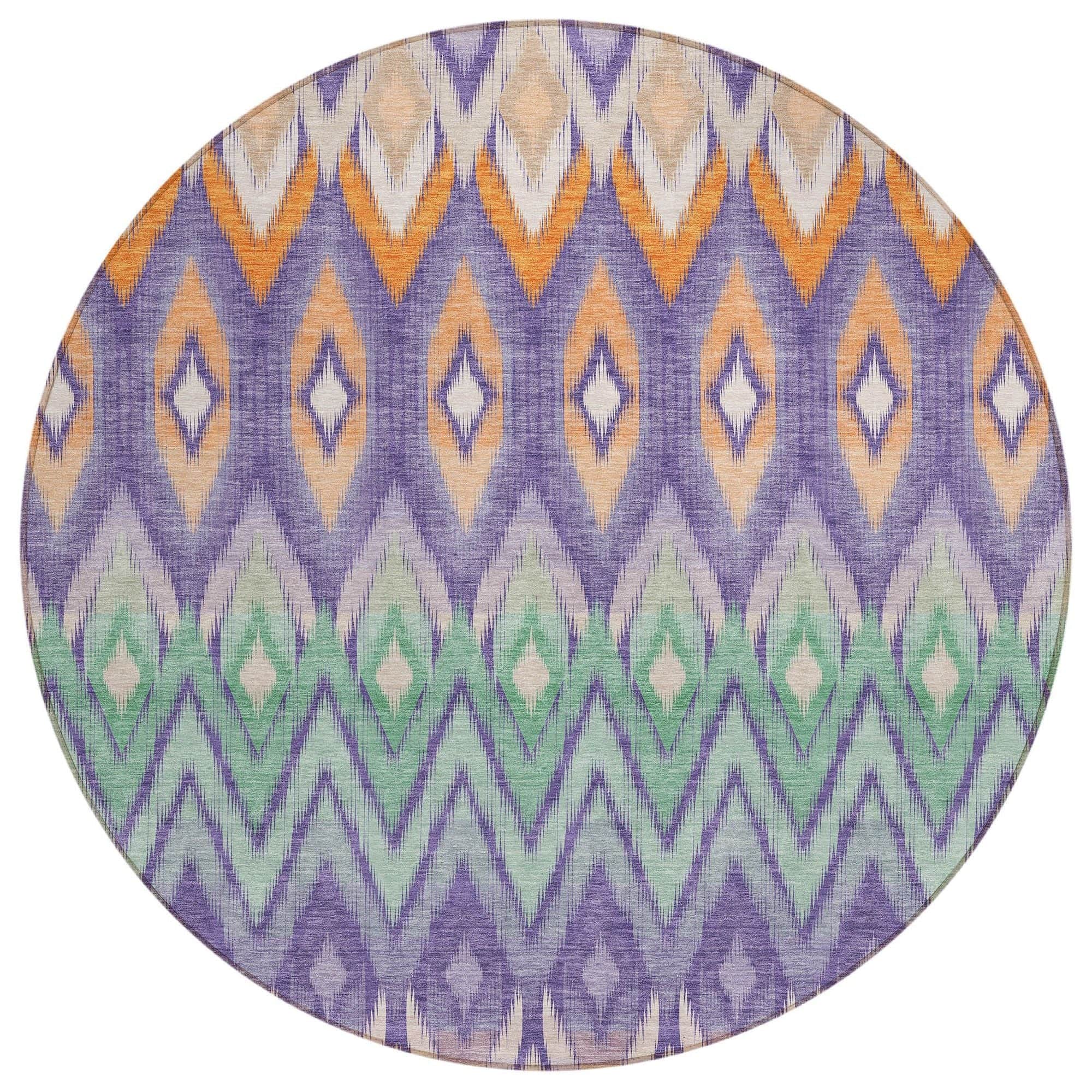 Machine Washable Purple Rug - Indoor / Outdoor - Kids / Pet Friendly Southwest Print Rug