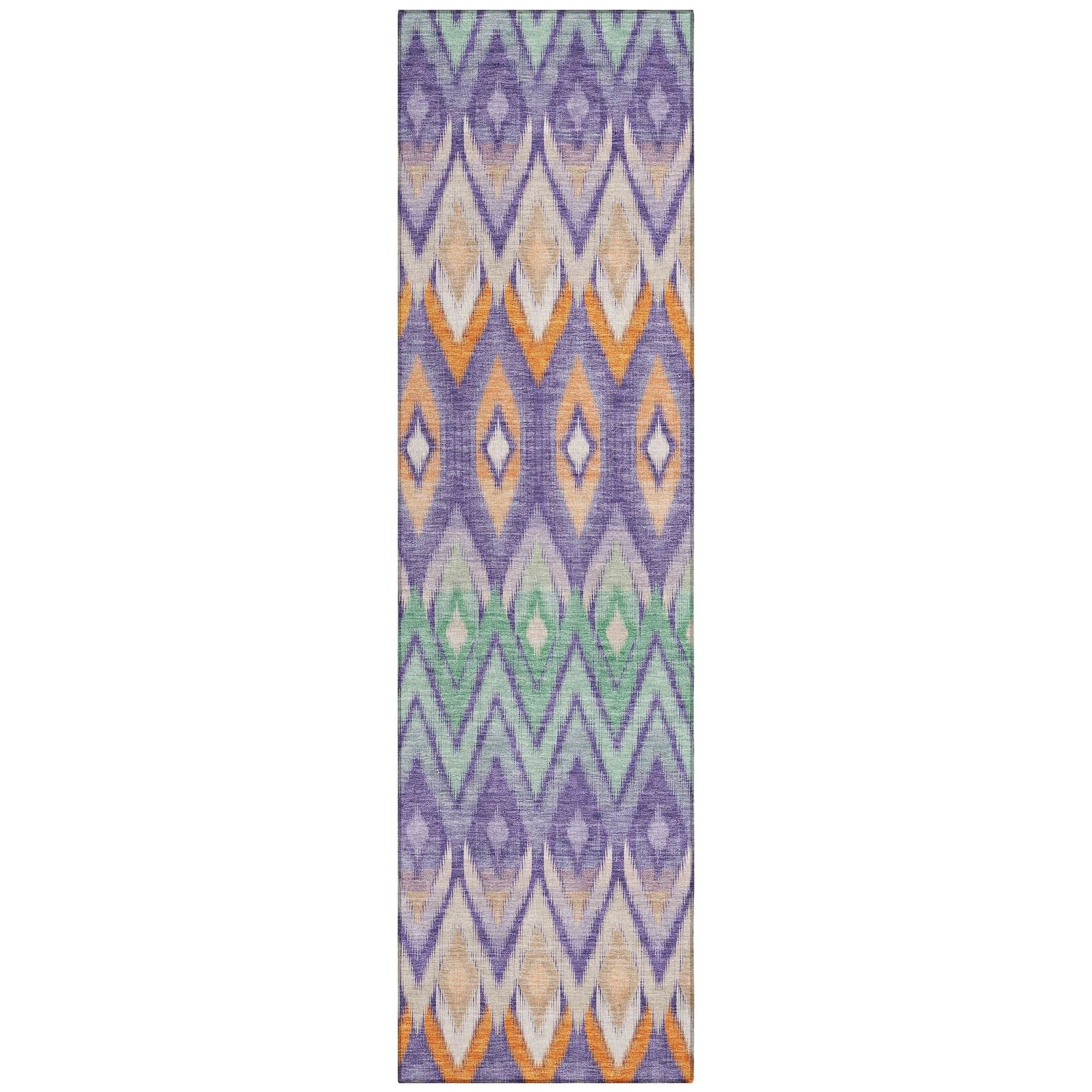 Machine Washable Purple Rug - Indoor / Outdoor - Kids / Pet Friendly Southwest Print Rug