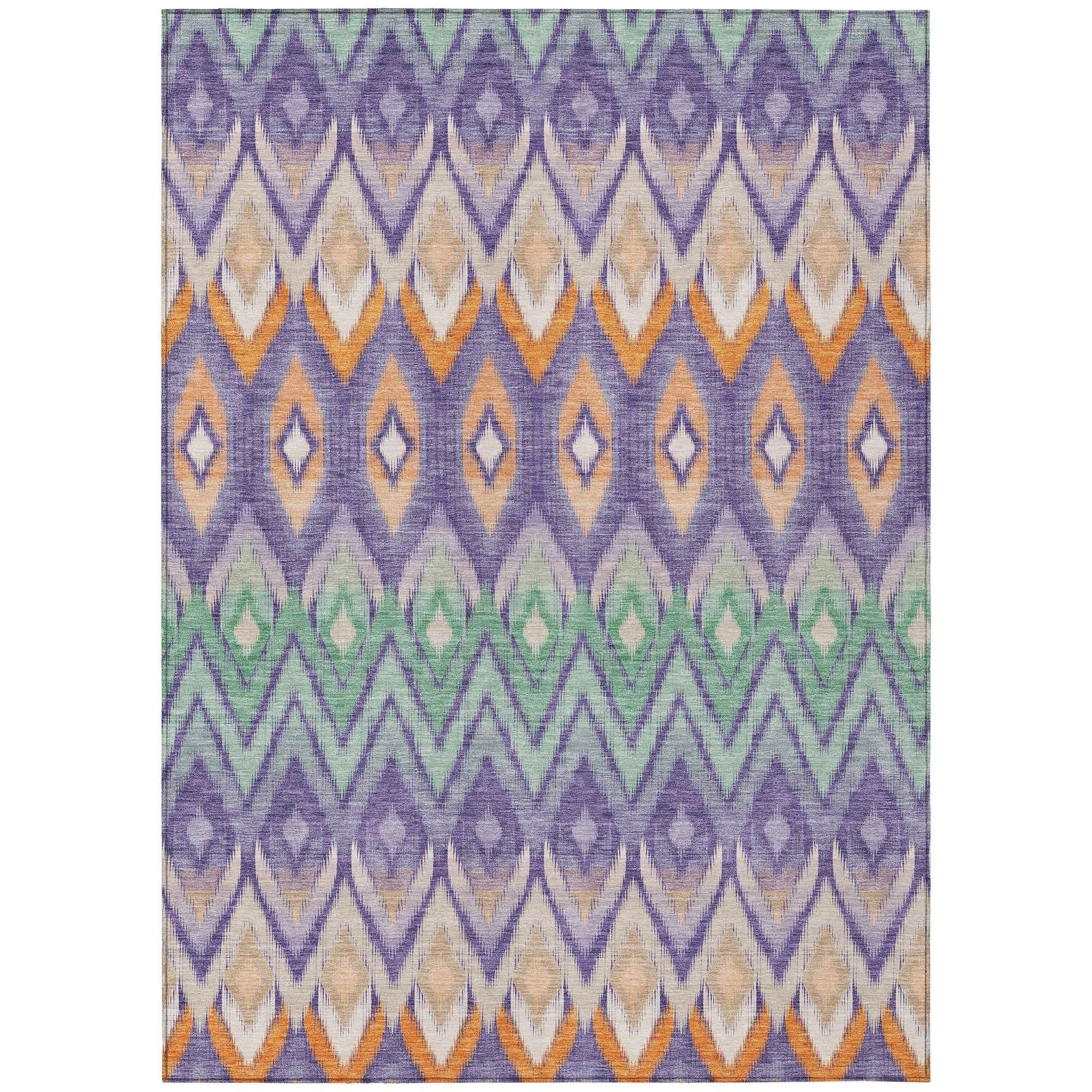 Machine Washable Purple Rug - Indoor / Outdoor - Kids / Pet Friendly Southwest Print Rug