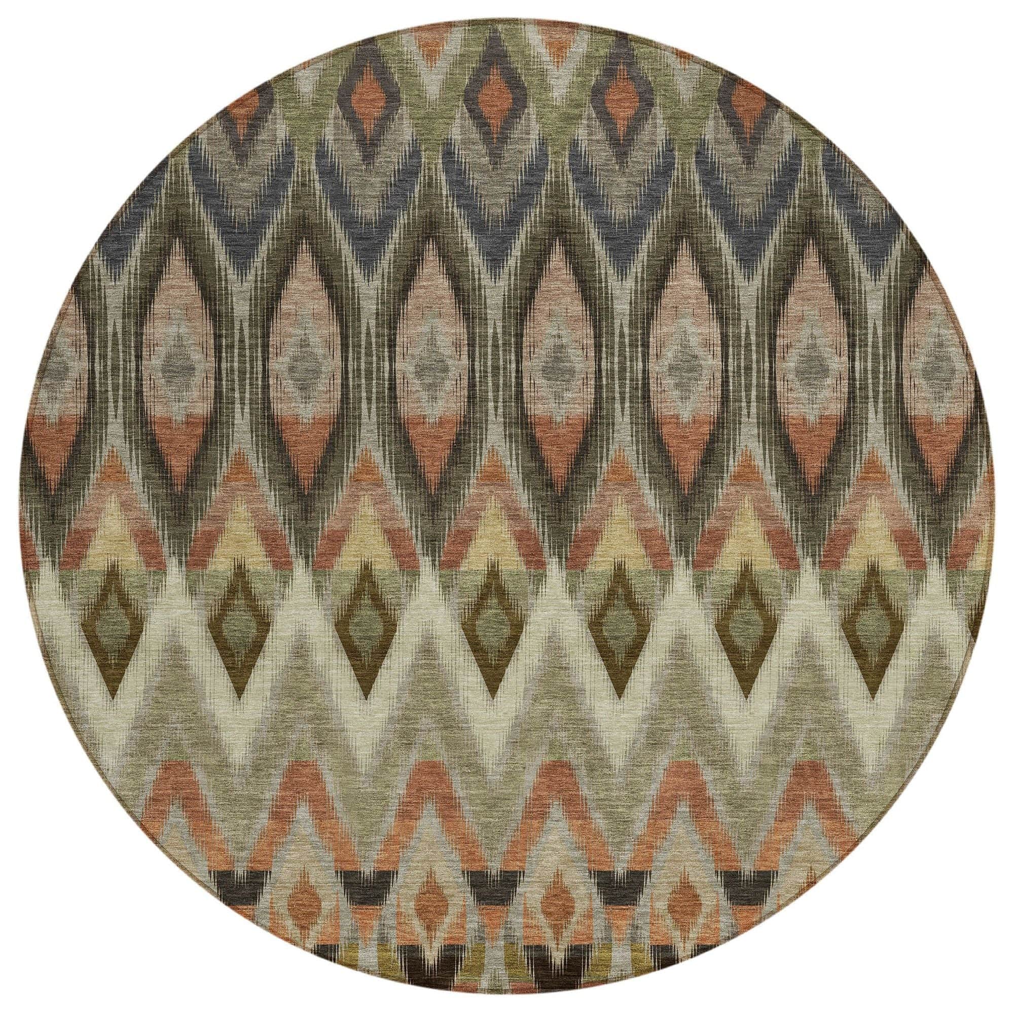 Machine Washable Taupe Brown Rug - Indoor / Outdoor - Kids / Pet Friendly Southwest Print Rug