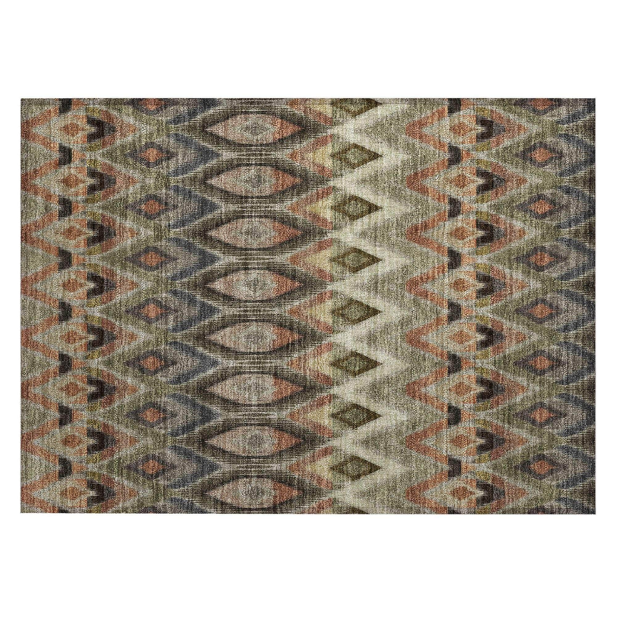 Machine Washable Taupe Brown Rug - Indoor / Outdoor - Kids / Pet Friendly Southwest Print Rug