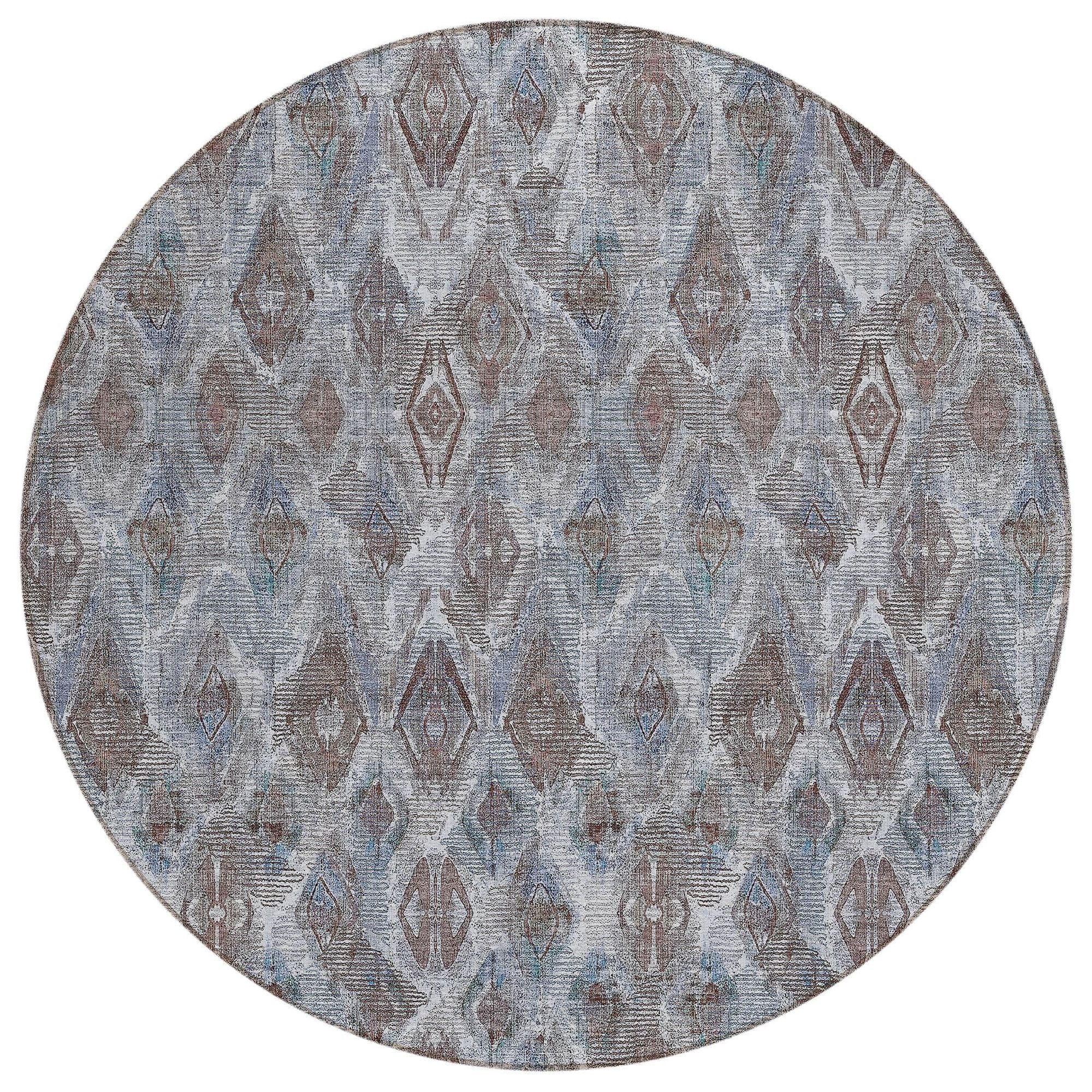 Machine Washable Blue Rug - Indoor / Outdoor - Kids / Pet Friendly Diamond Print Rug