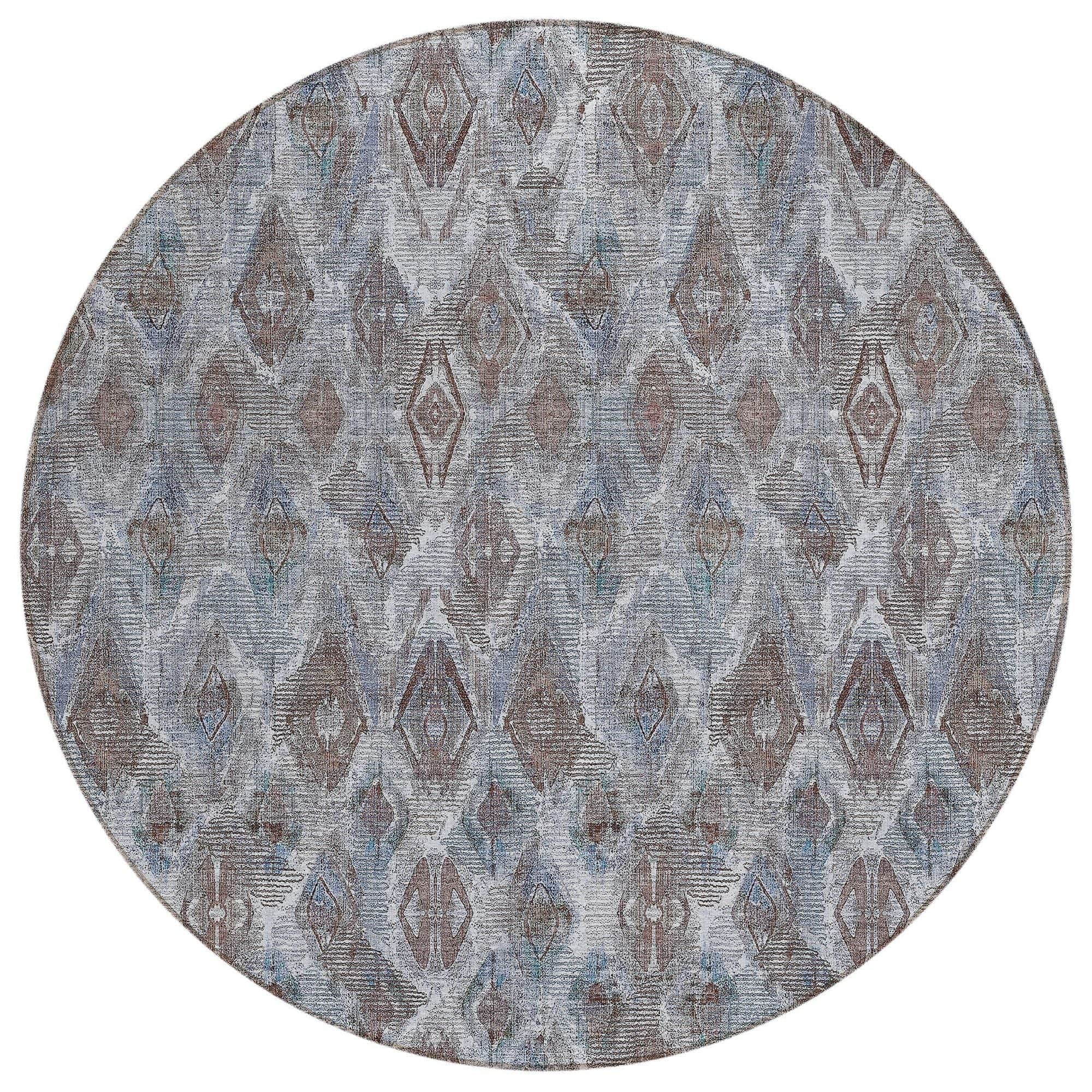 Machine Washable Blue Rug - Indoor / Outdoor - Kids / Pet Friendly Diamond Print Rug