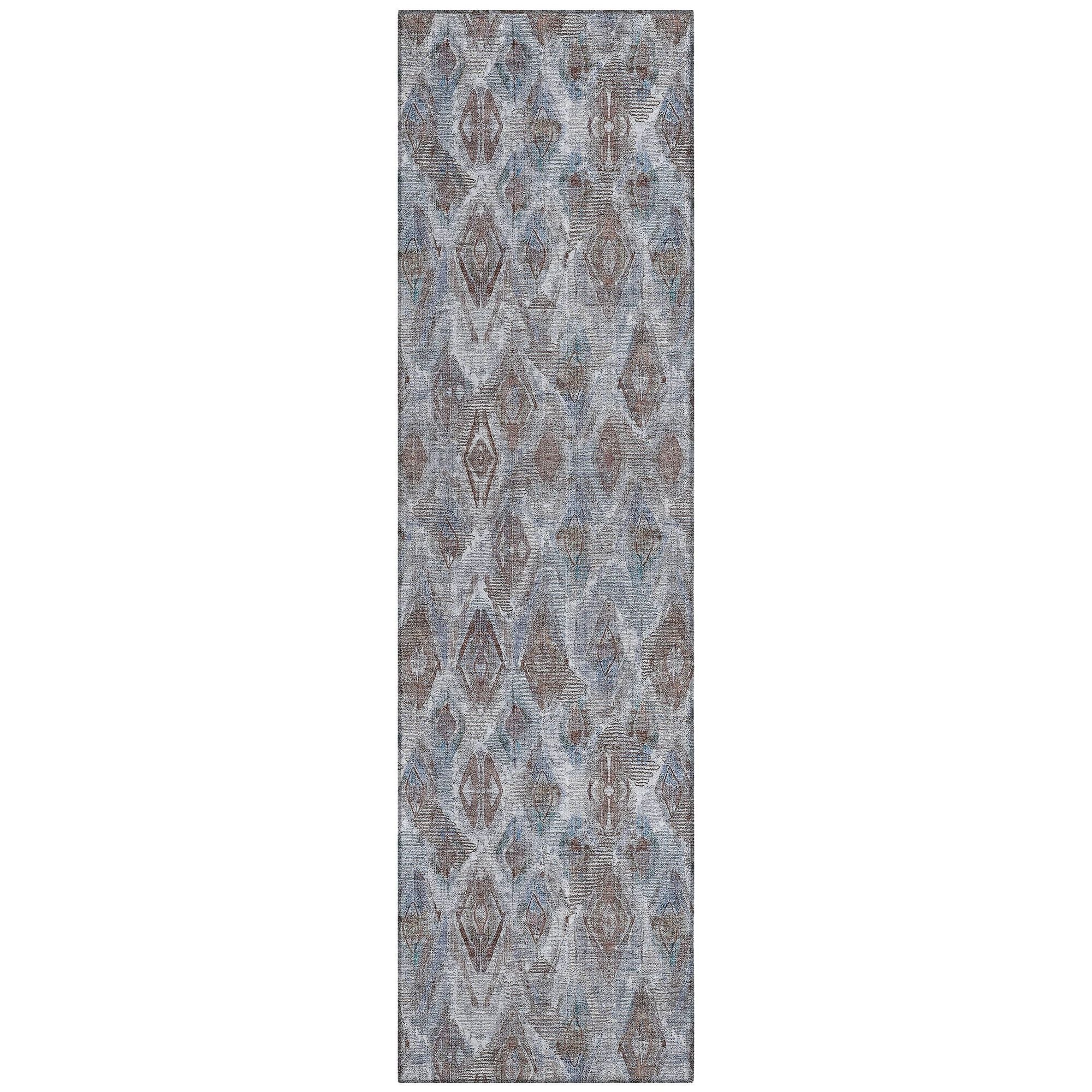 Machine Washable Blue Rug - Indoor / Outdoor - Kids / Pet Friendly Diamond Print Rug