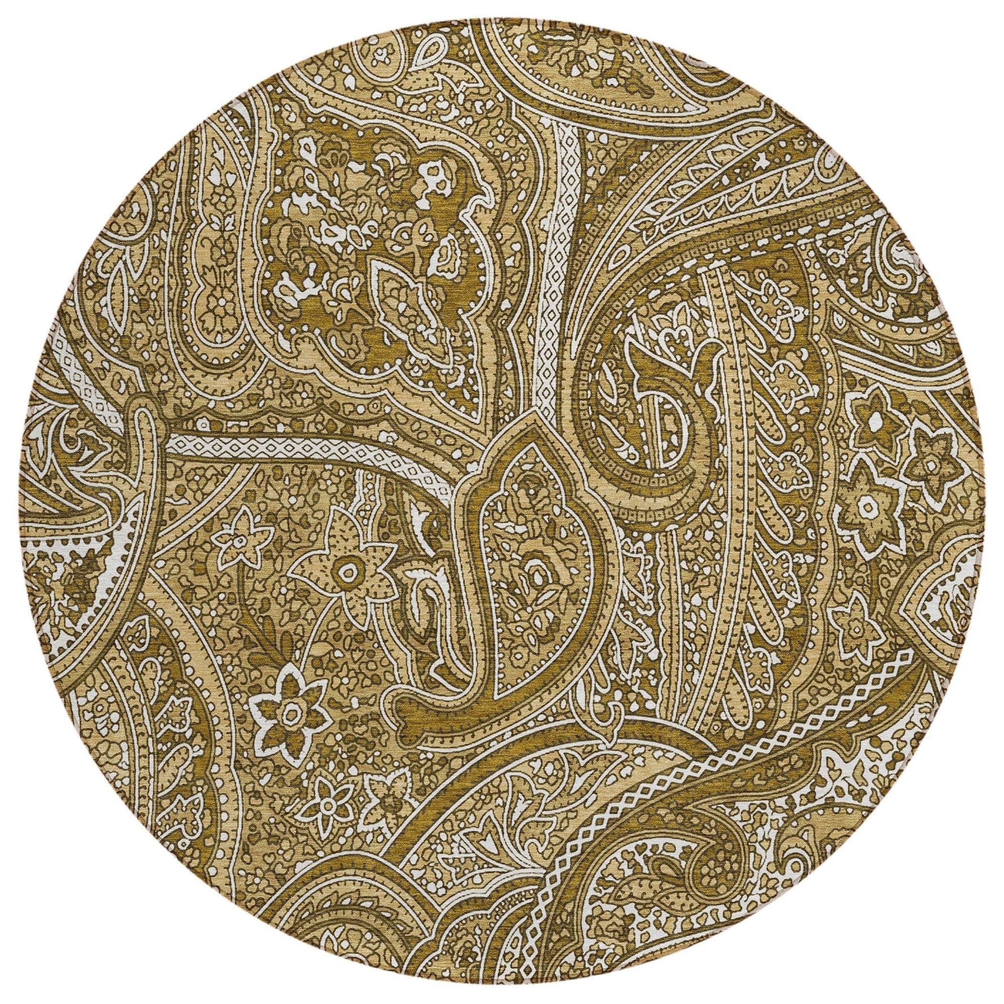 Machine Washable Brown Rug - Indoor / Outdoor - Kids / Pet Friendly Paisley Print Rug