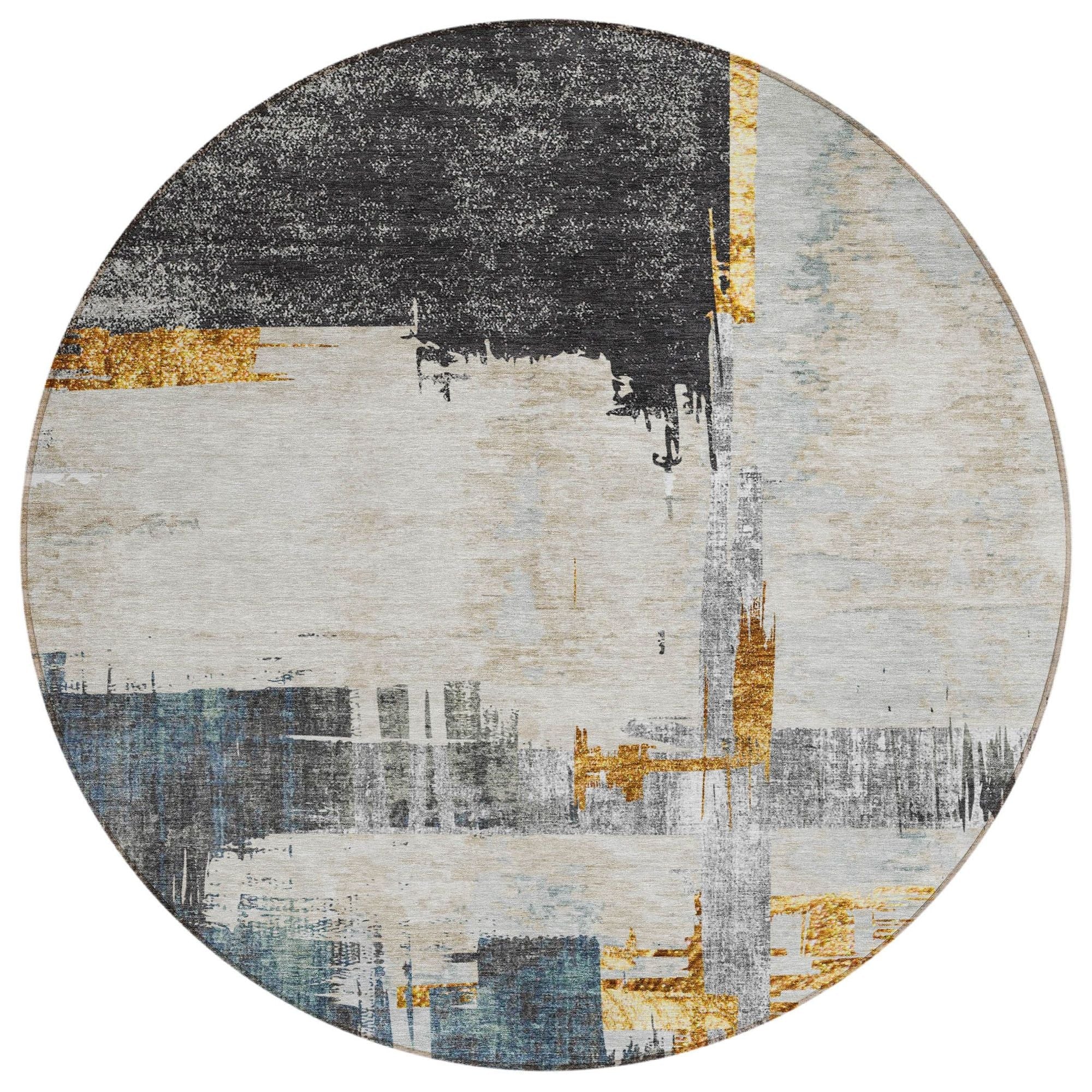 Machine Washable Charcoal Gray Rug - Indoor / Outdoor - Kids / Pet Friendly Modern Print Rug