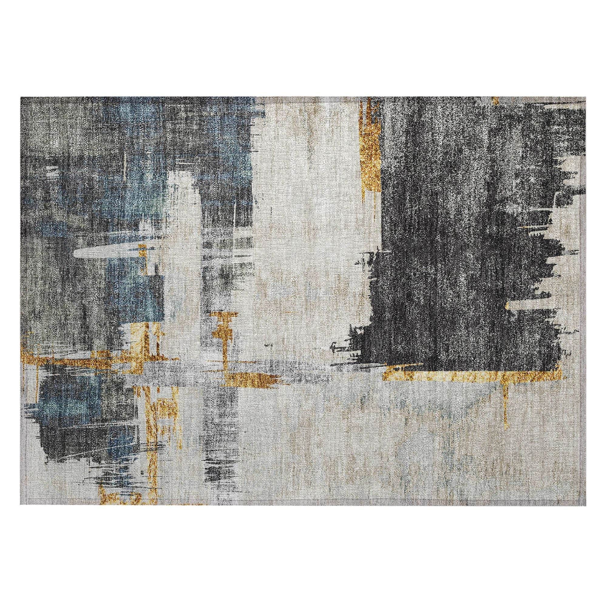 Machine Washable Charcoal Gray Rug - Indoor / Outdoor - Kids / Pet Friendly Modern Print Rug