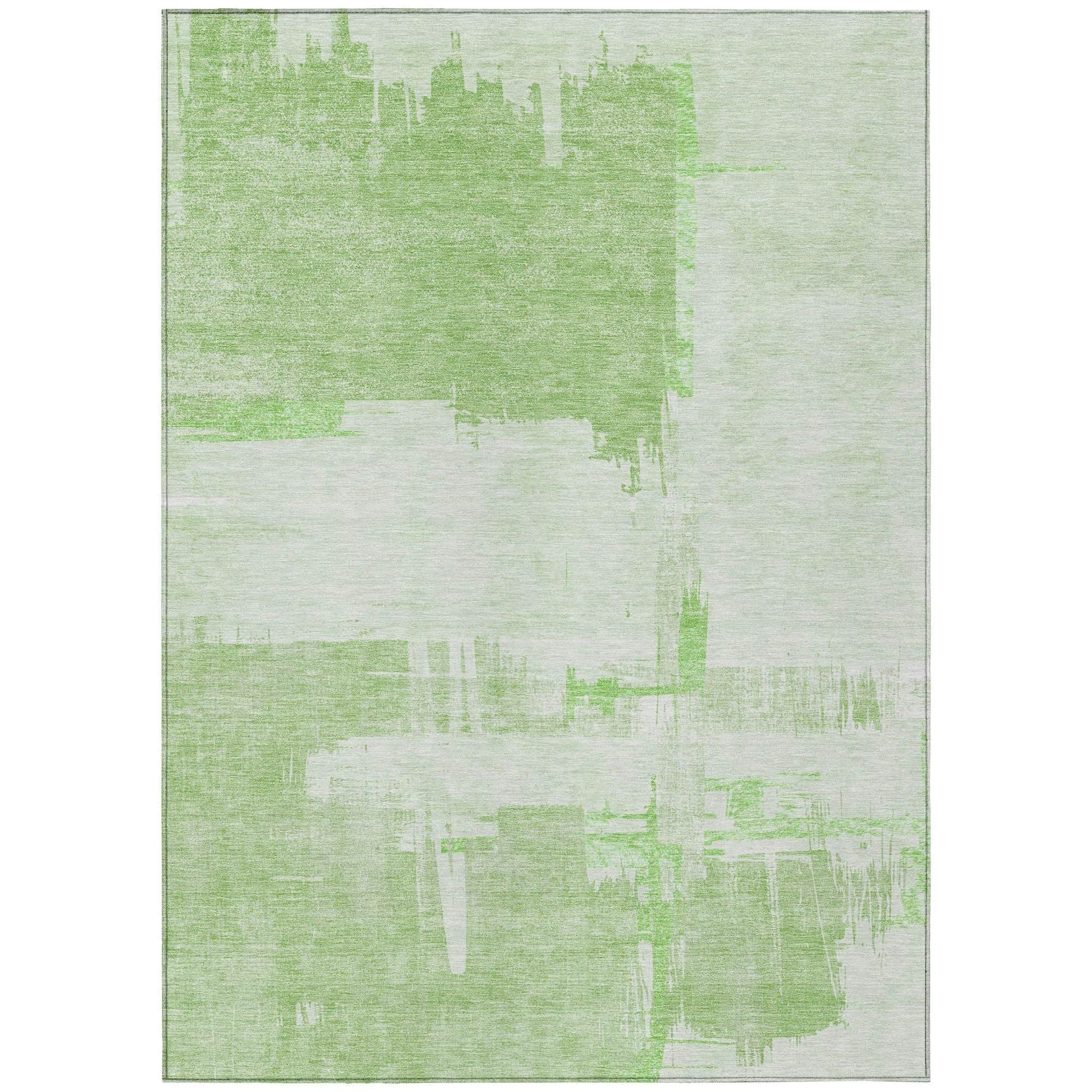 Machine Washable Green Rug - Indoor / Outdoor - Kids / Pet Friendly Modern Print Rug