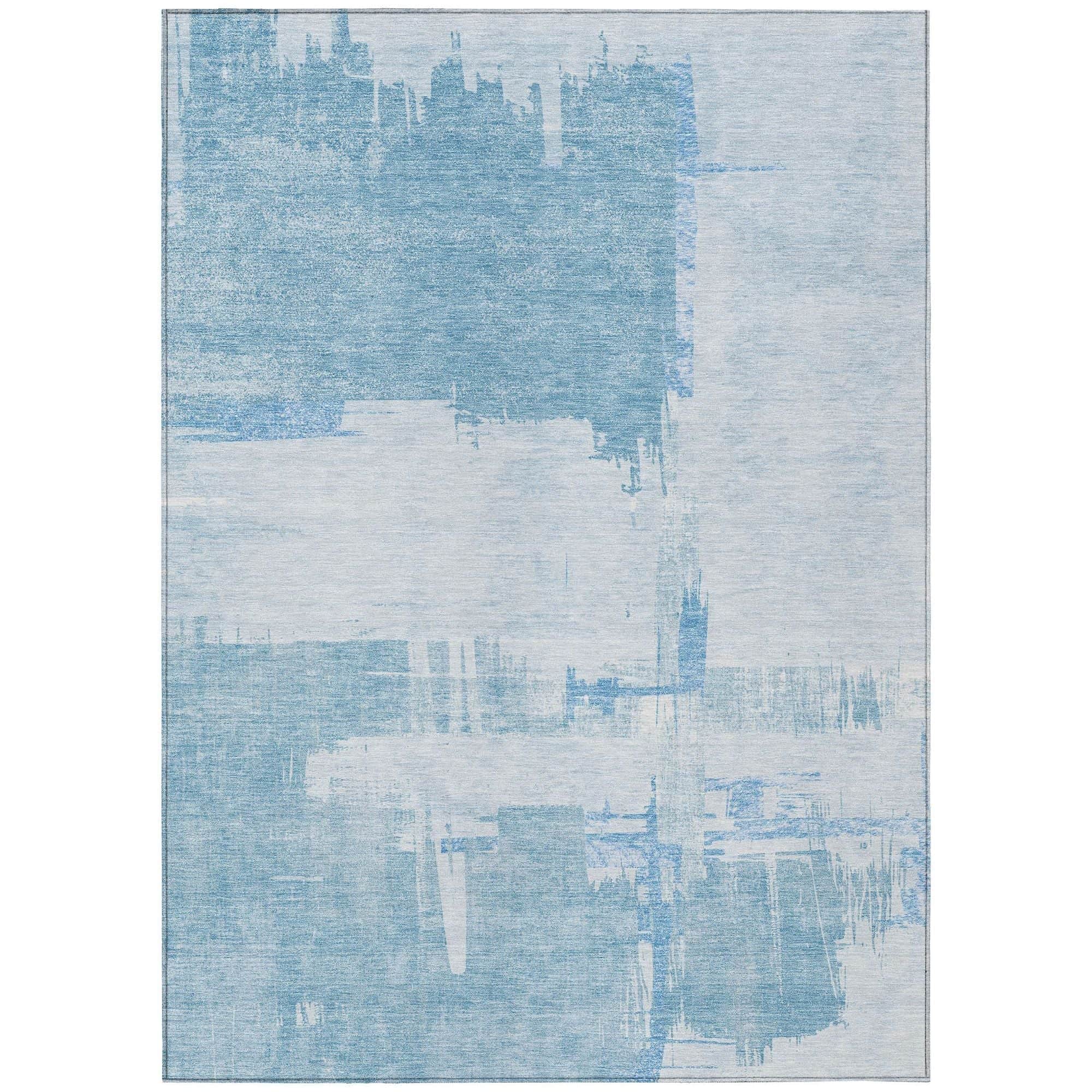 Machine Washable Sky Blue Rug - Indoor / Outdoor - Kids / Pet Friendly Modern Print Rug
