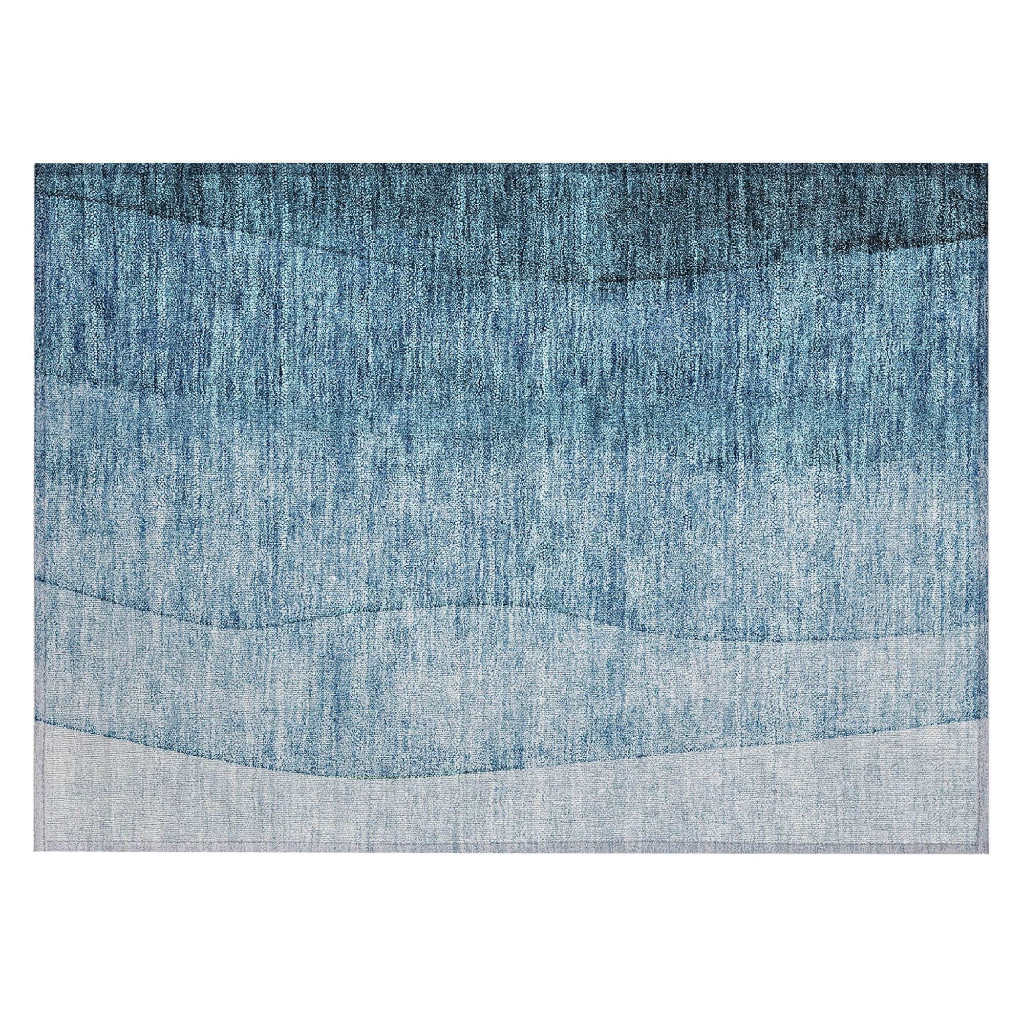 Machine Washable Blue Rug - Indoor / Outdoor - Kids / Pet Friendly Ombre Print Rug