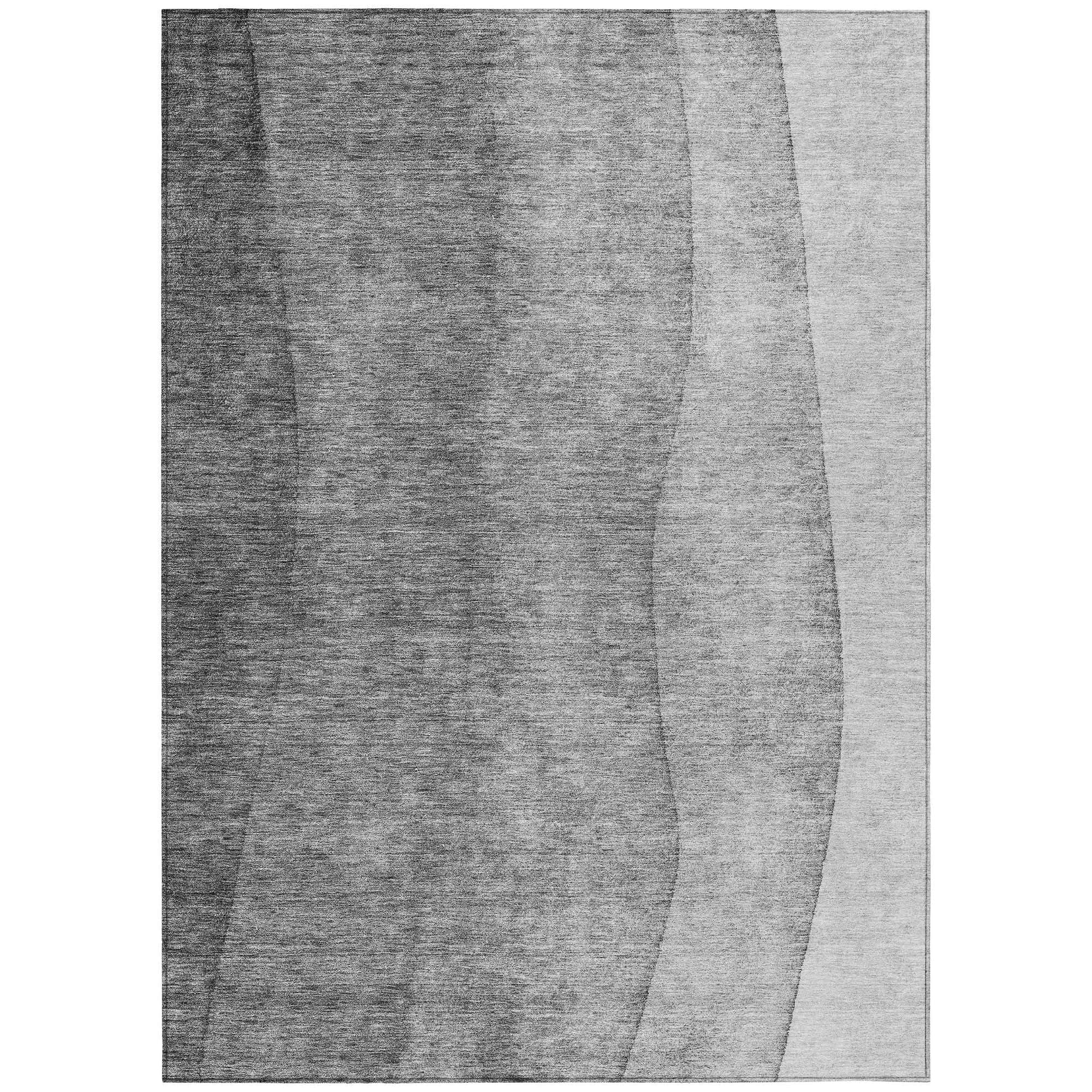 Machine Washable Gray Rug - Indoor / Outdoor - Kids / Pet Friendly Ombre Print Rug