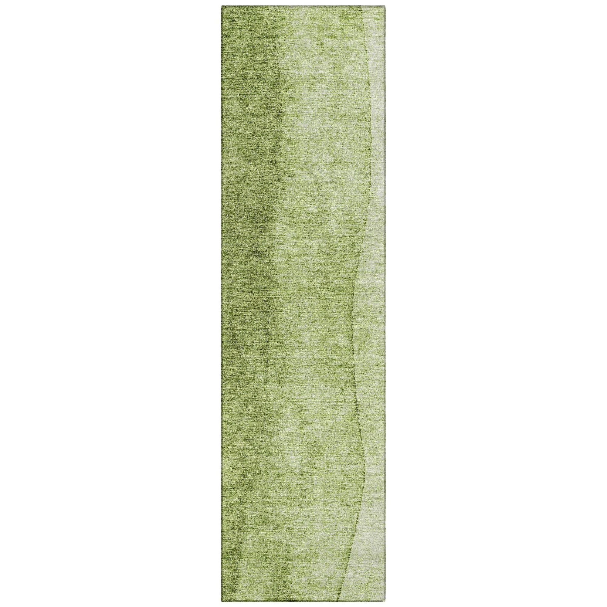 Machine Washable Olive Green Rug - Indoor / Outdoor - Kids / Pet Friendly Ombre Print Rug