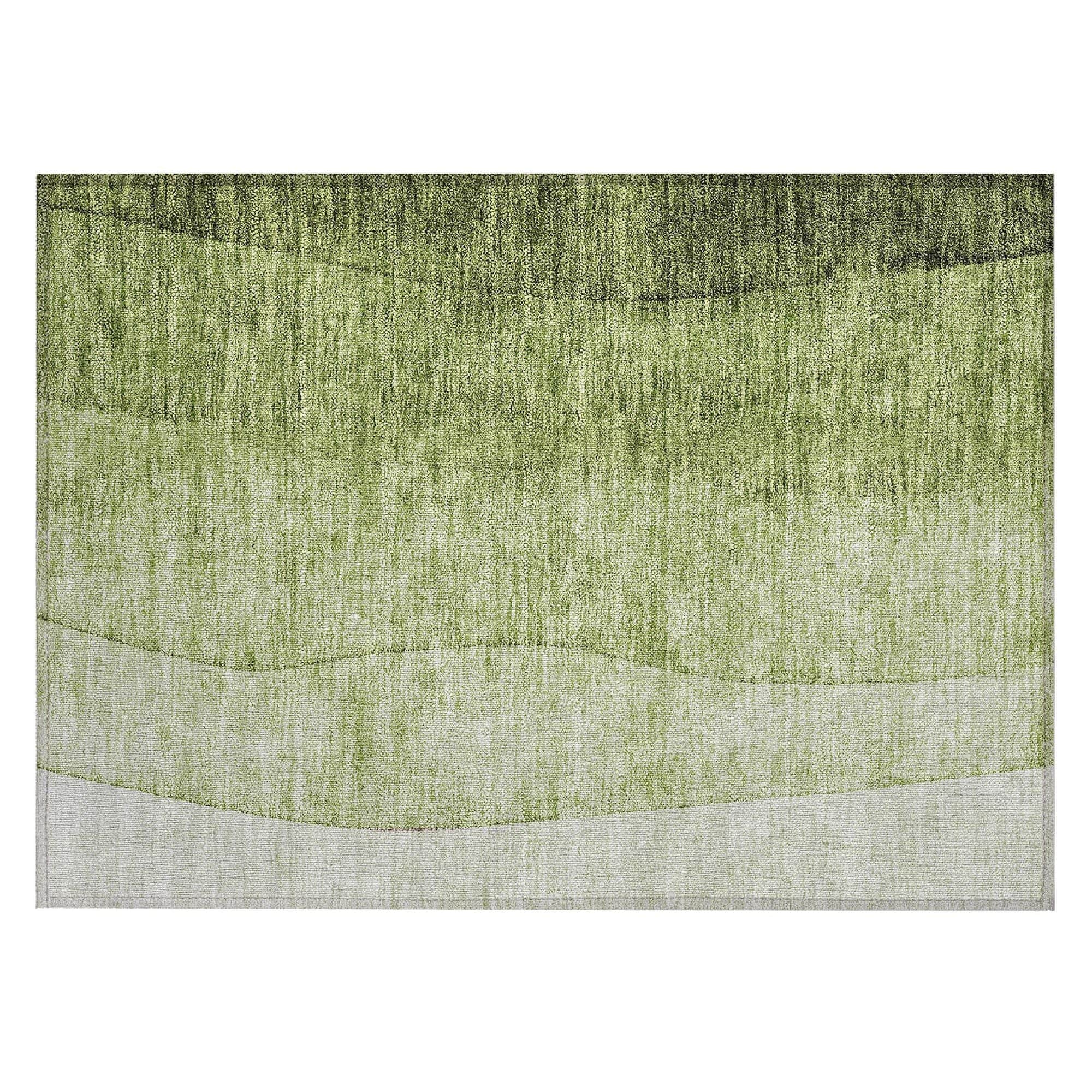 Machine Washable Olive Green Rug - Indoor / Outdoor - Kids / Pet Friendly Ombre Print Rug