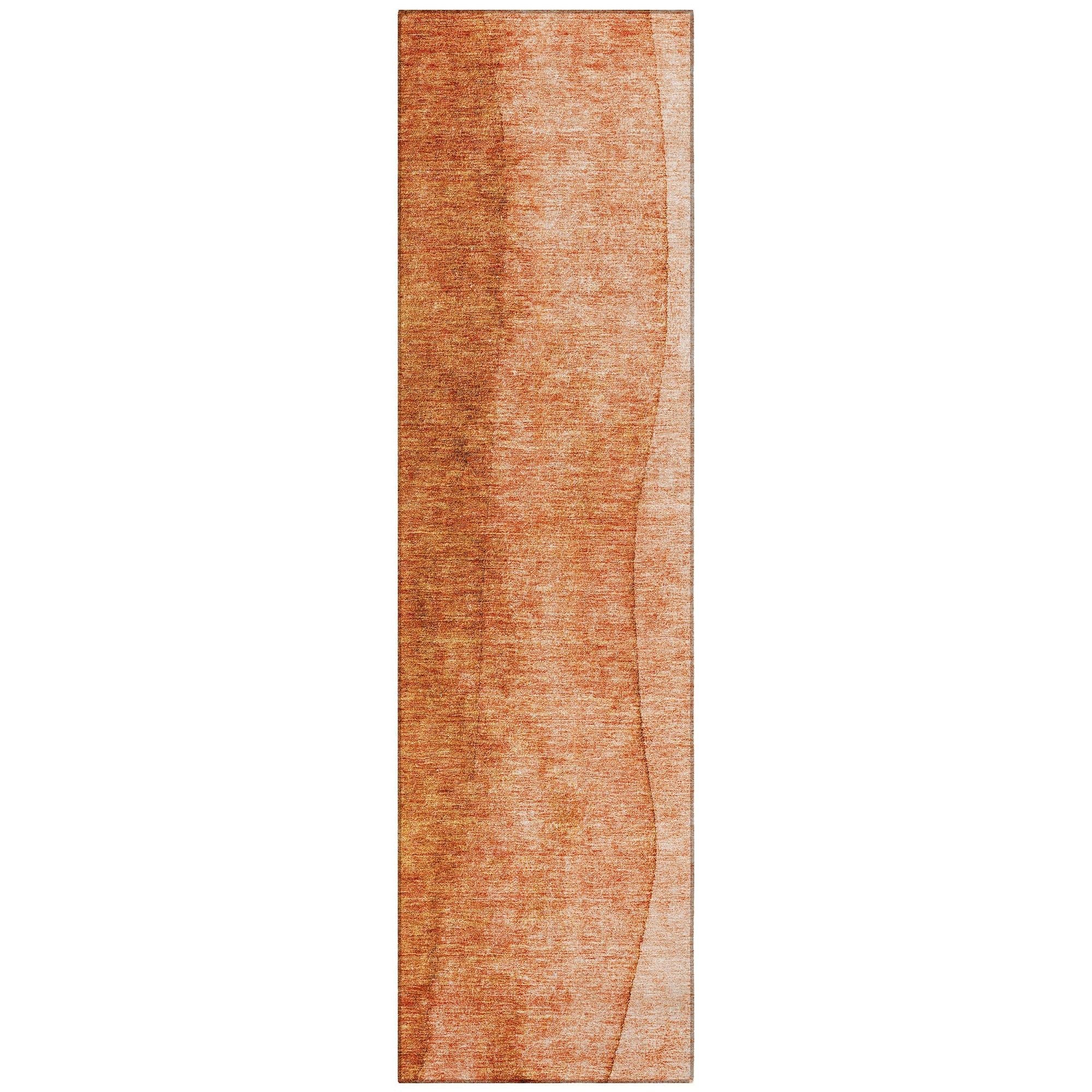 Machine Washable Paprika Orange Rug - Indoor / Outdoor - Kids / Pet Friendly Ombre Print Rug
