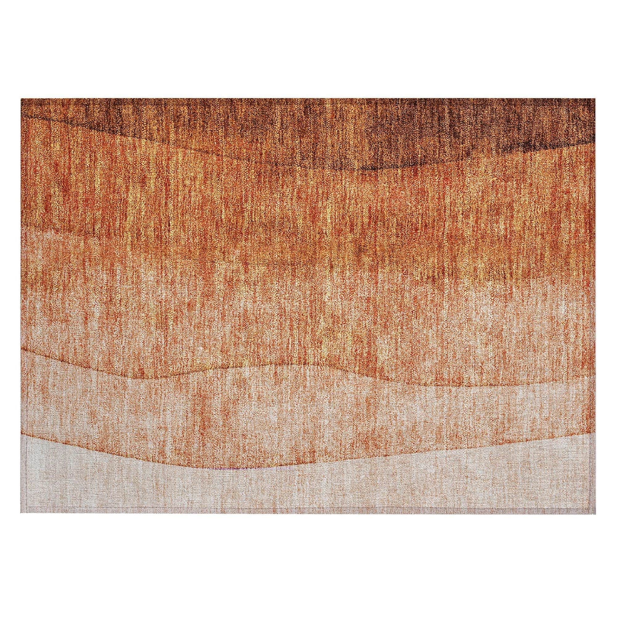 Machine Washable Paprika Orange Rug - Indoor / Outdoor - Kids / Pet Friendly Ombre Print Rug