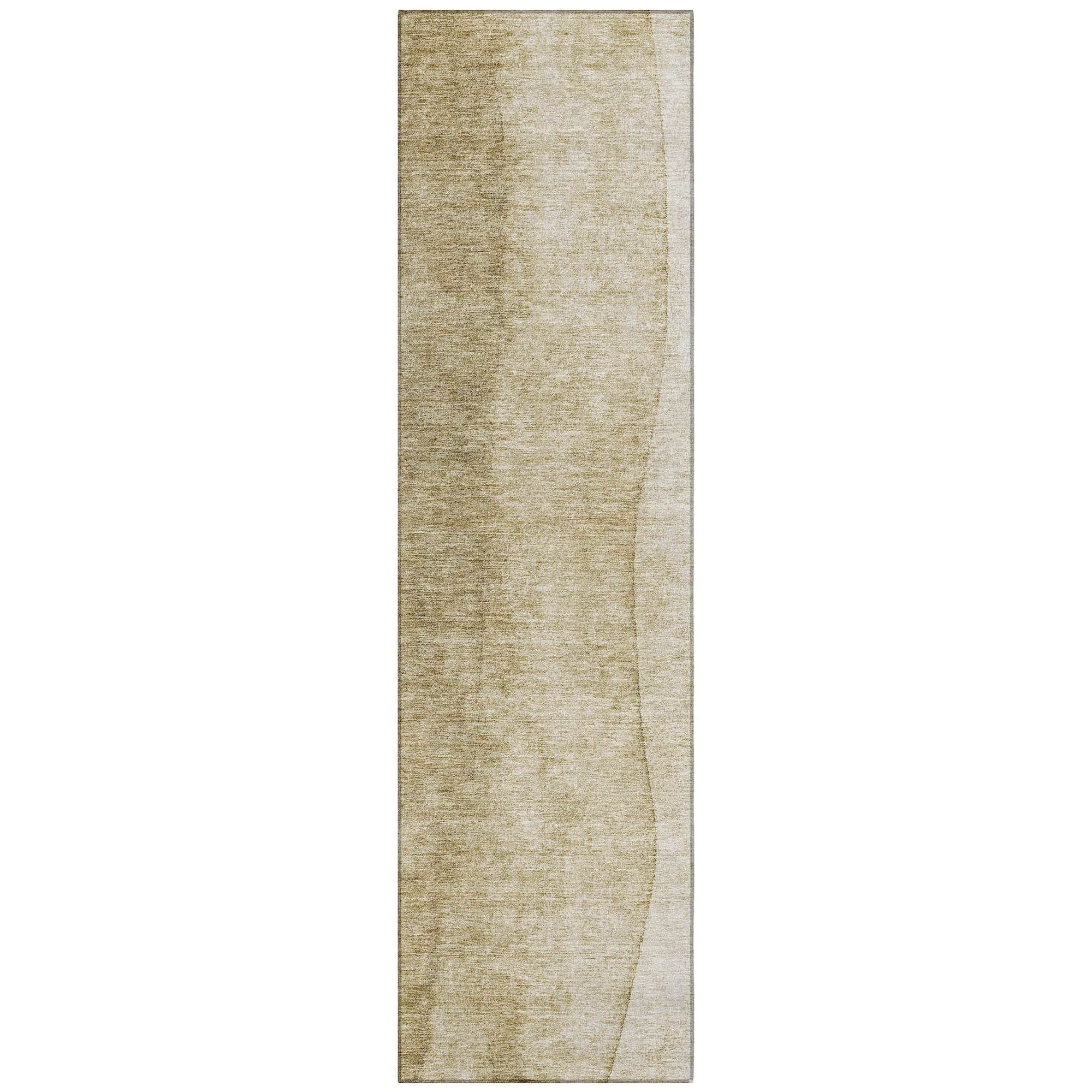 Machine Washable Taupe Brown Rug - Indoor / Outdoor - Kids / Pet Friendly Ombre Print Rug