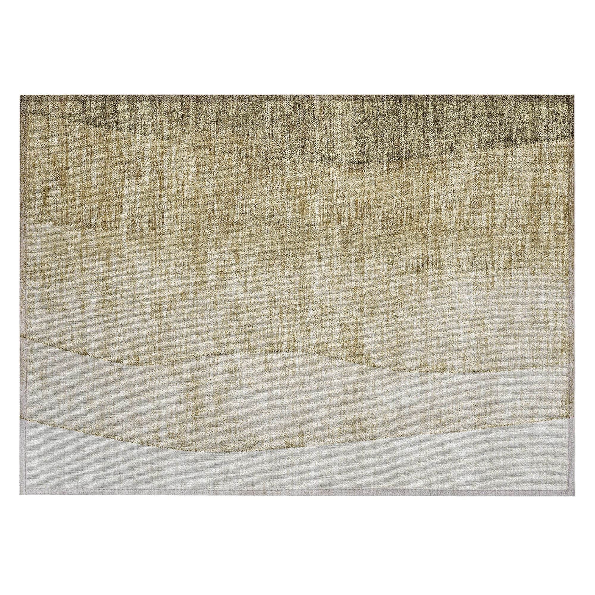 Machine Washable Taupe Brown Rug - Indoor / Outdoor - Kids / Pet Friendly Ombre Print Rug