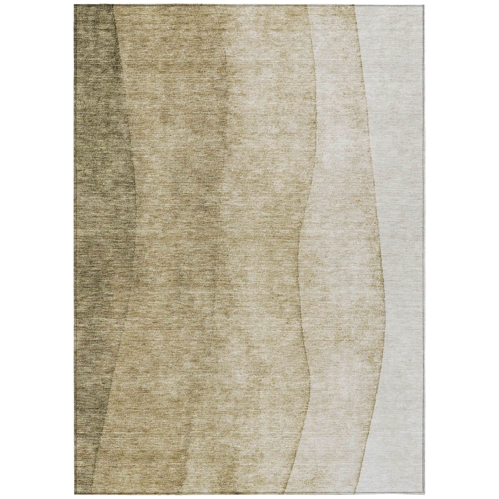 Machine Washable Taupe Brown Rug - Indoor / Outdoor - Kids / Pet Friendly Ombre Print Rug