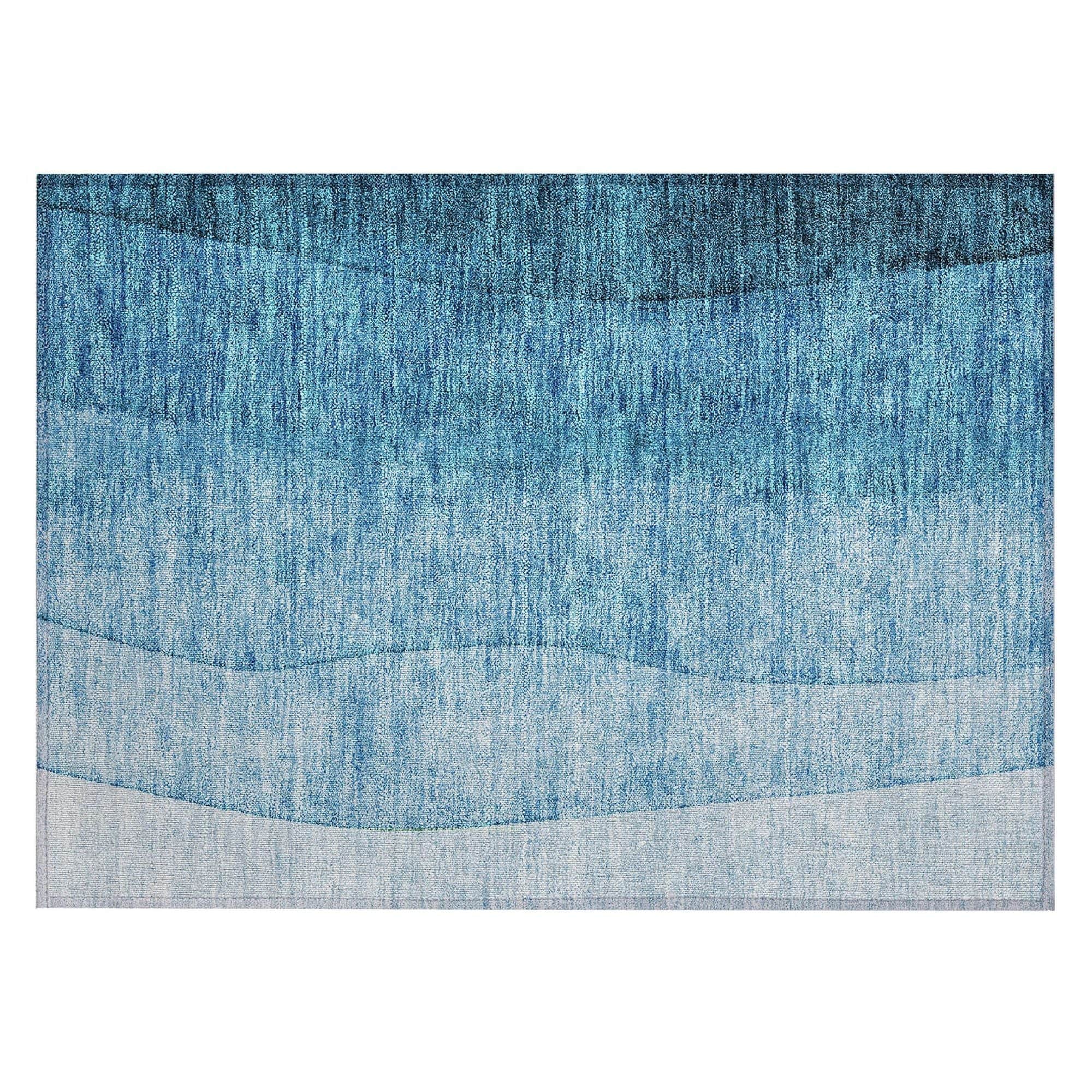 Machine Washable Teal Rug - Indoor / Outdoor - Kids / Pet Friendly Ombre Print Rug