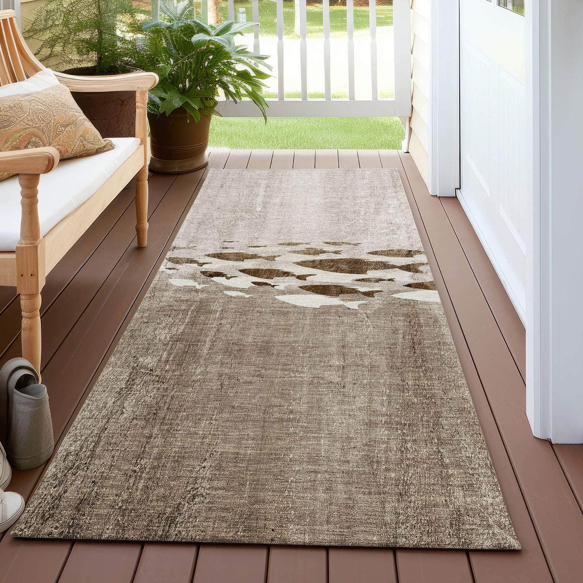 Machine Made ACN627 Taupe Brown Rugs