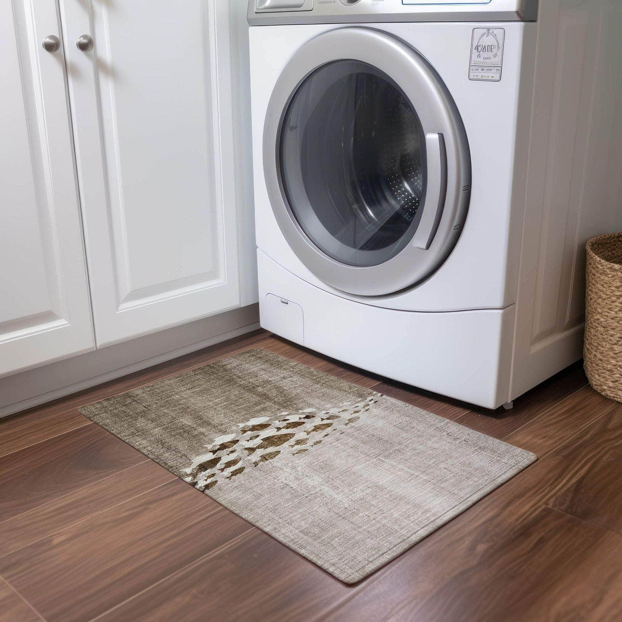 Machine Made ACN627 Taupe Brown Rugs