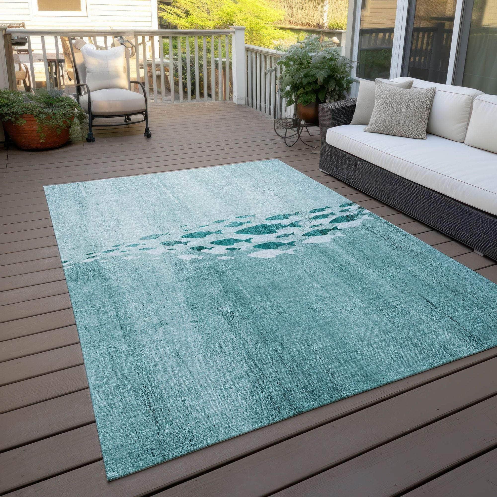 Machine Made ACN627 Teal Rugs