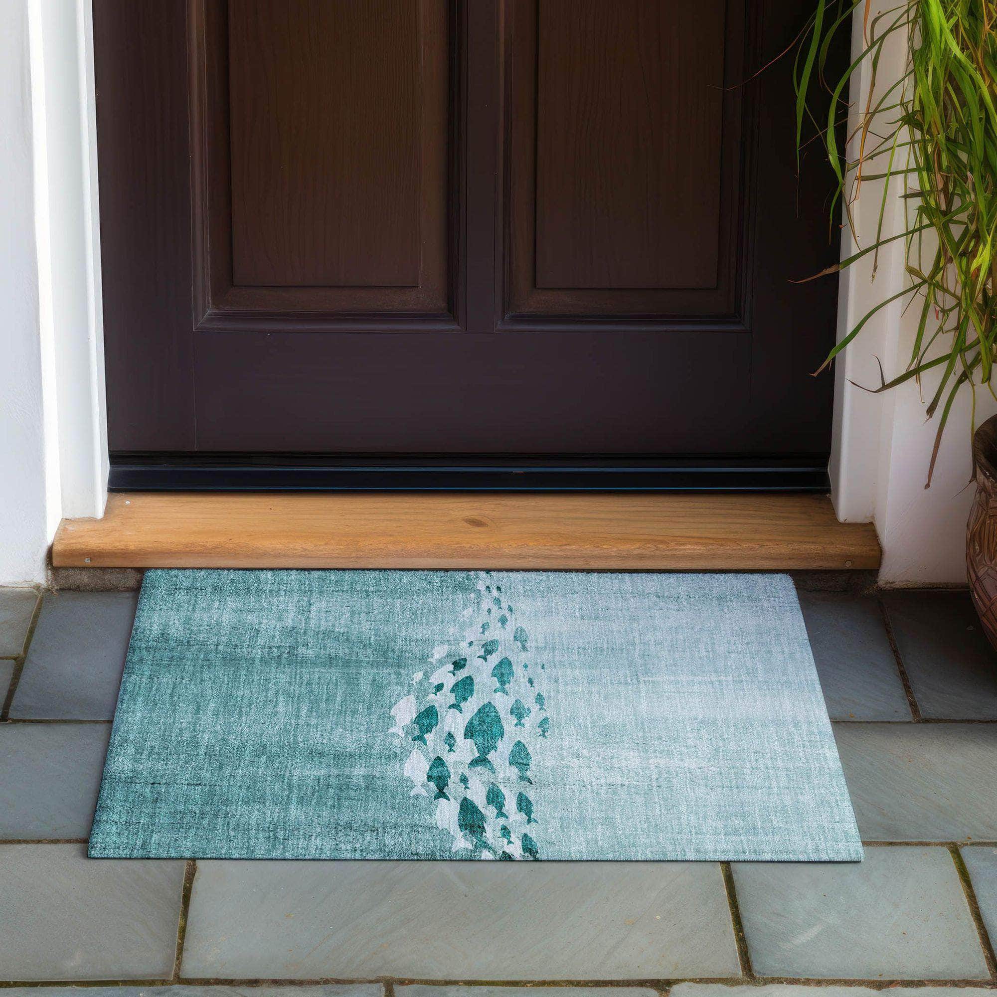 Machine Made ACN627 Teal Rugs