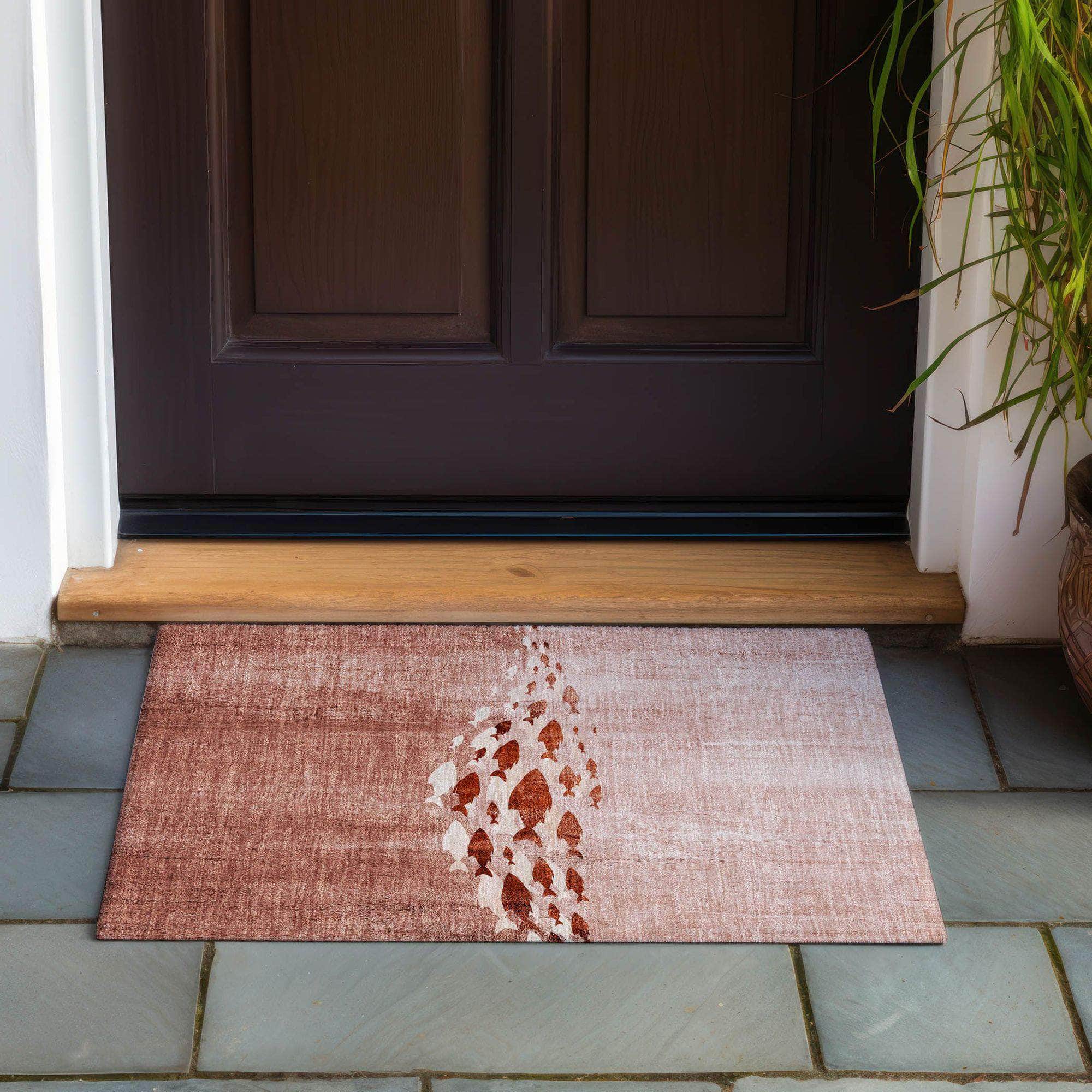 Machine Made ACN627 Terracotta Orange Rugs