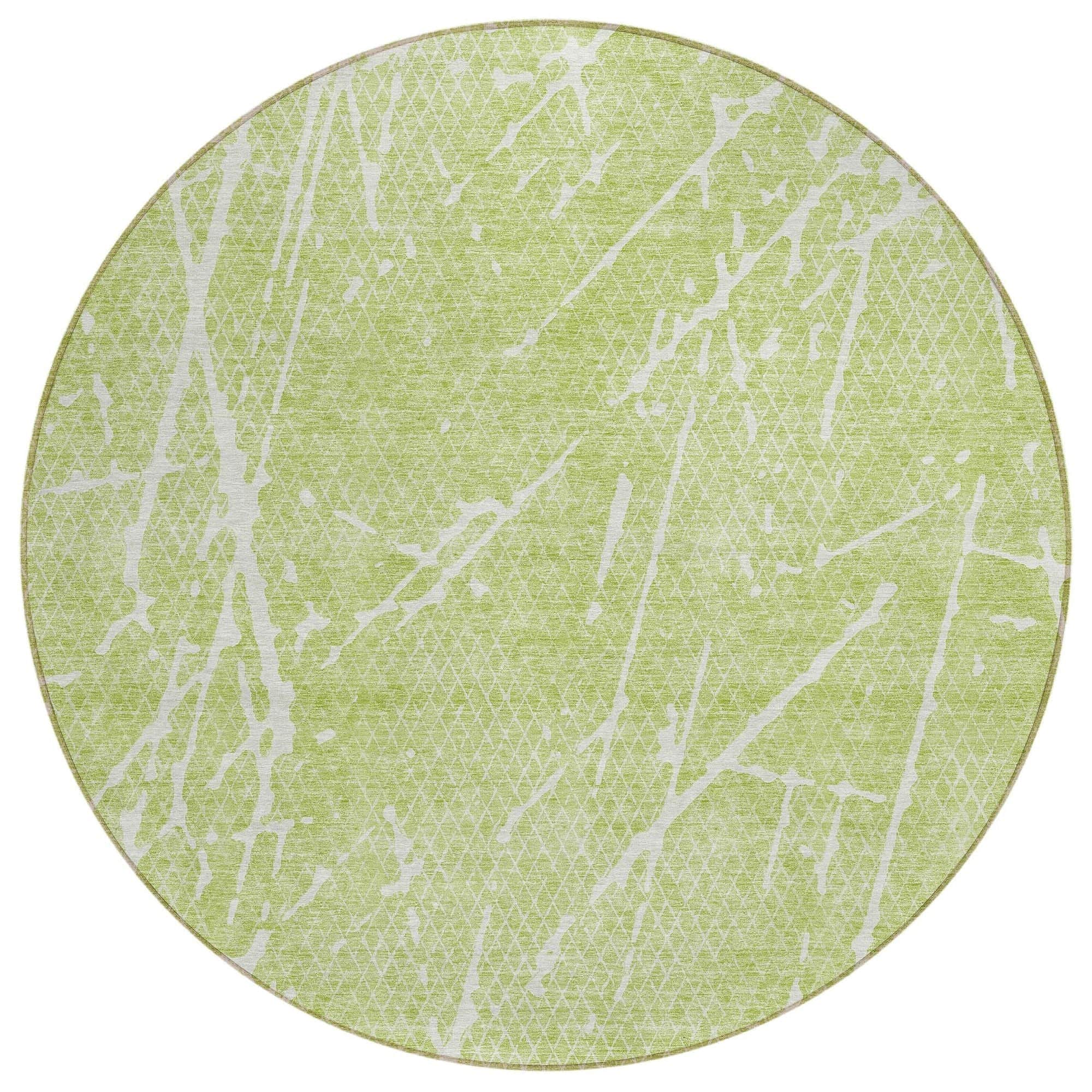 Machine Washable Aloe Green Rug - Indoor / Outdoor - Kids / Pet Friendly Lines Print Rug