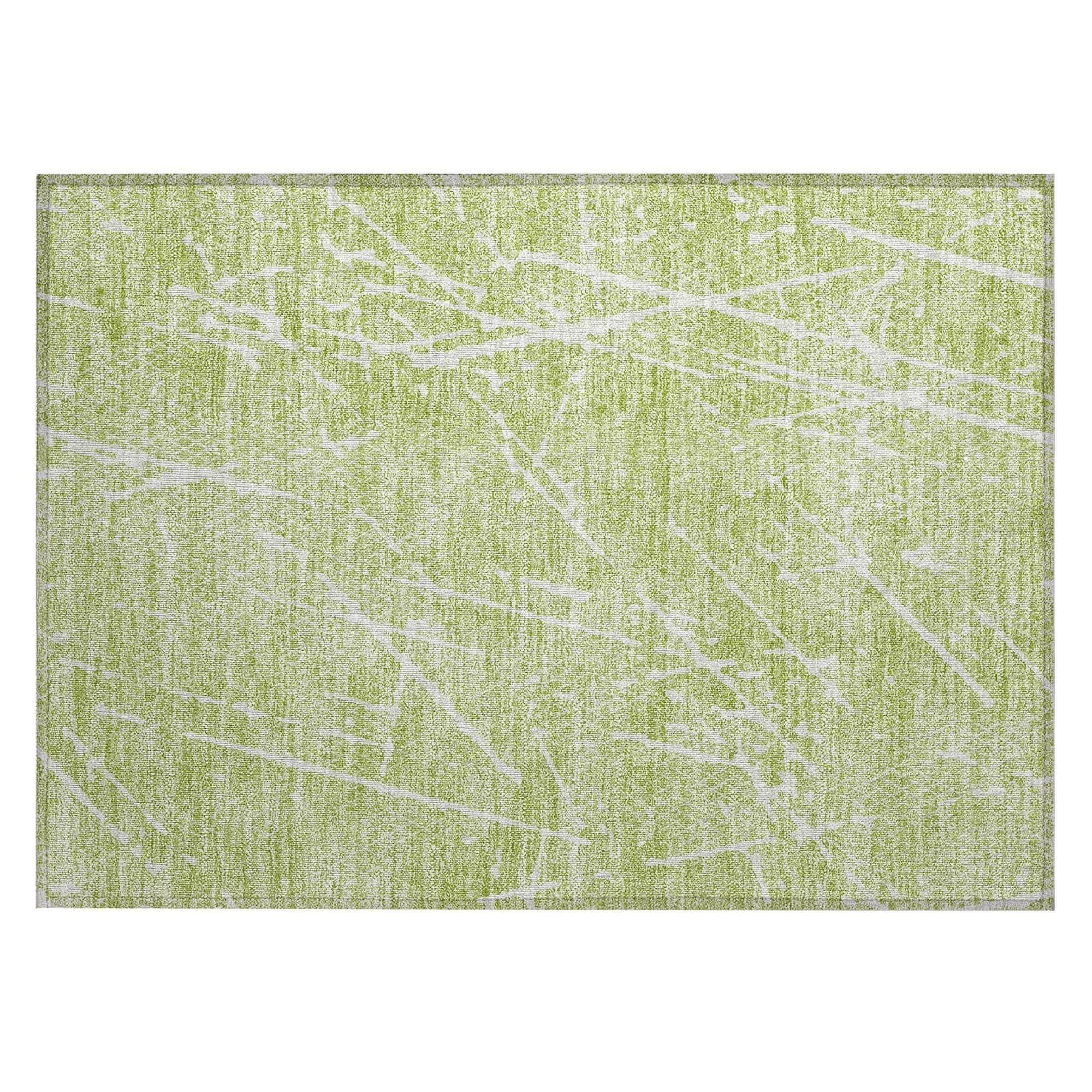 Machine Washable Aloe Green Rug - Indoor / Outdoor - Kids / Pet Friendly Lines Print Rug