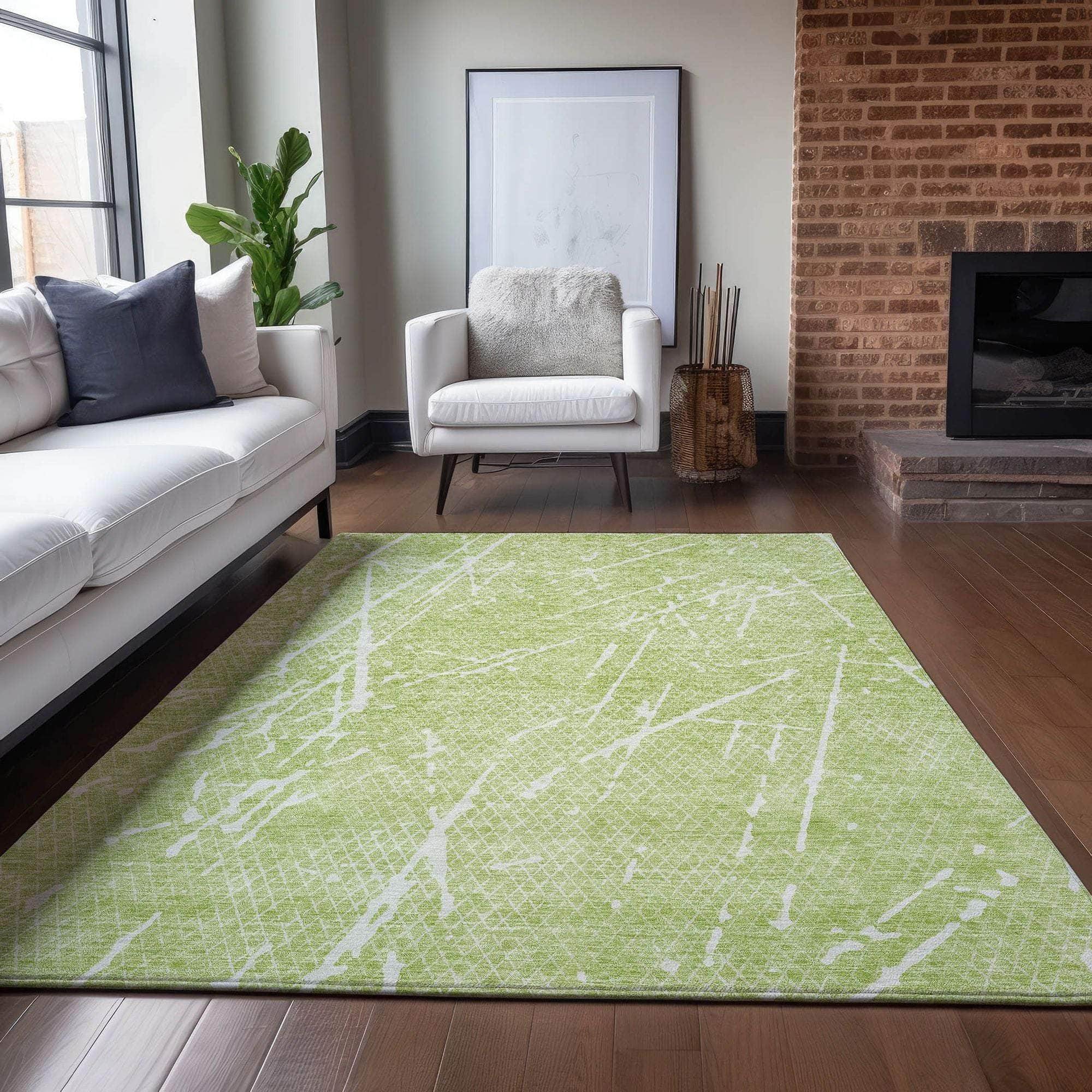 Machine Made ACN628 Aloe Green Rugs