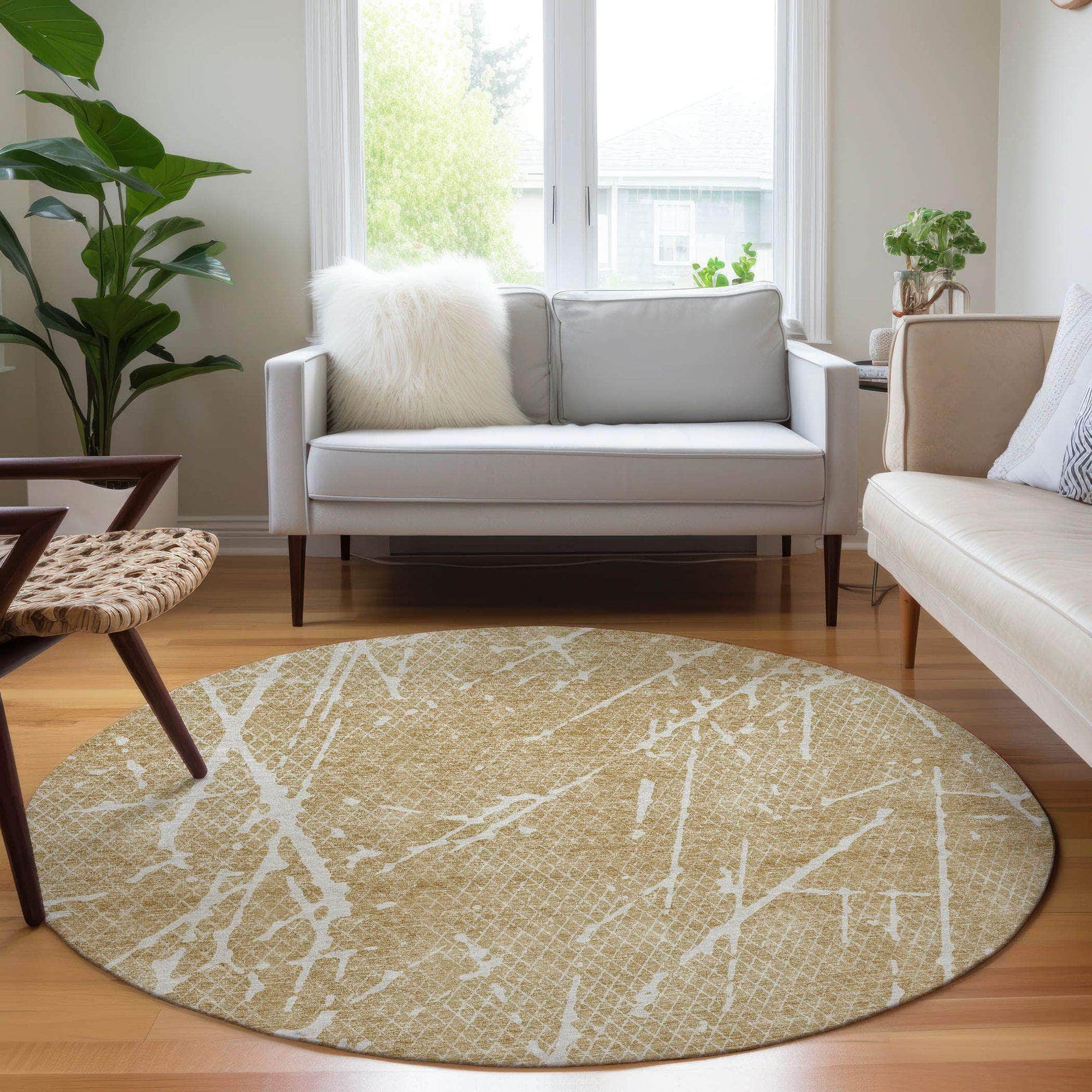 Machine Made ACN628 Beige Brown Rugs