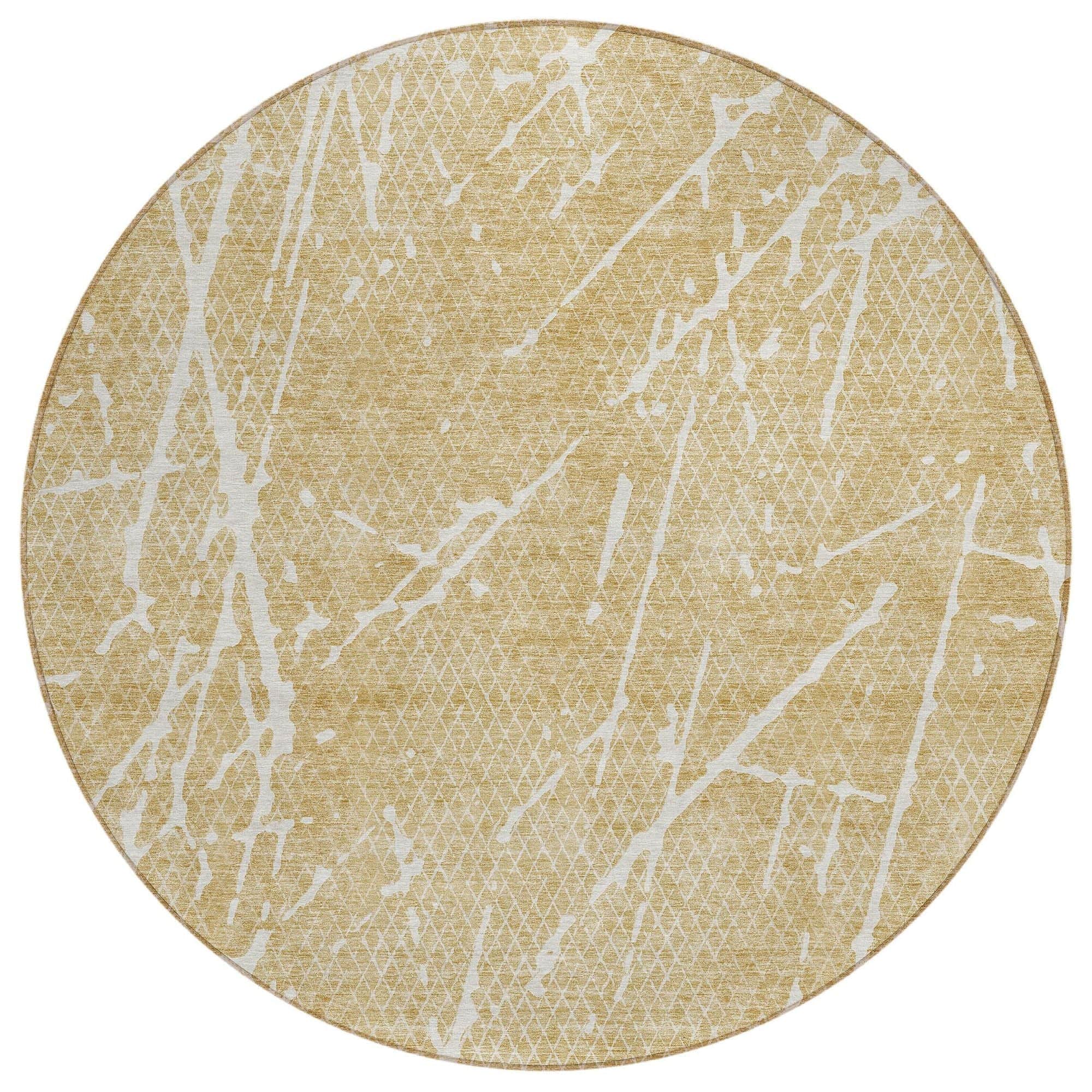 Machine Washable Beige Brown Rug - Indoor / Outdoor - Kids / Pet Friendly Lines Print Rug