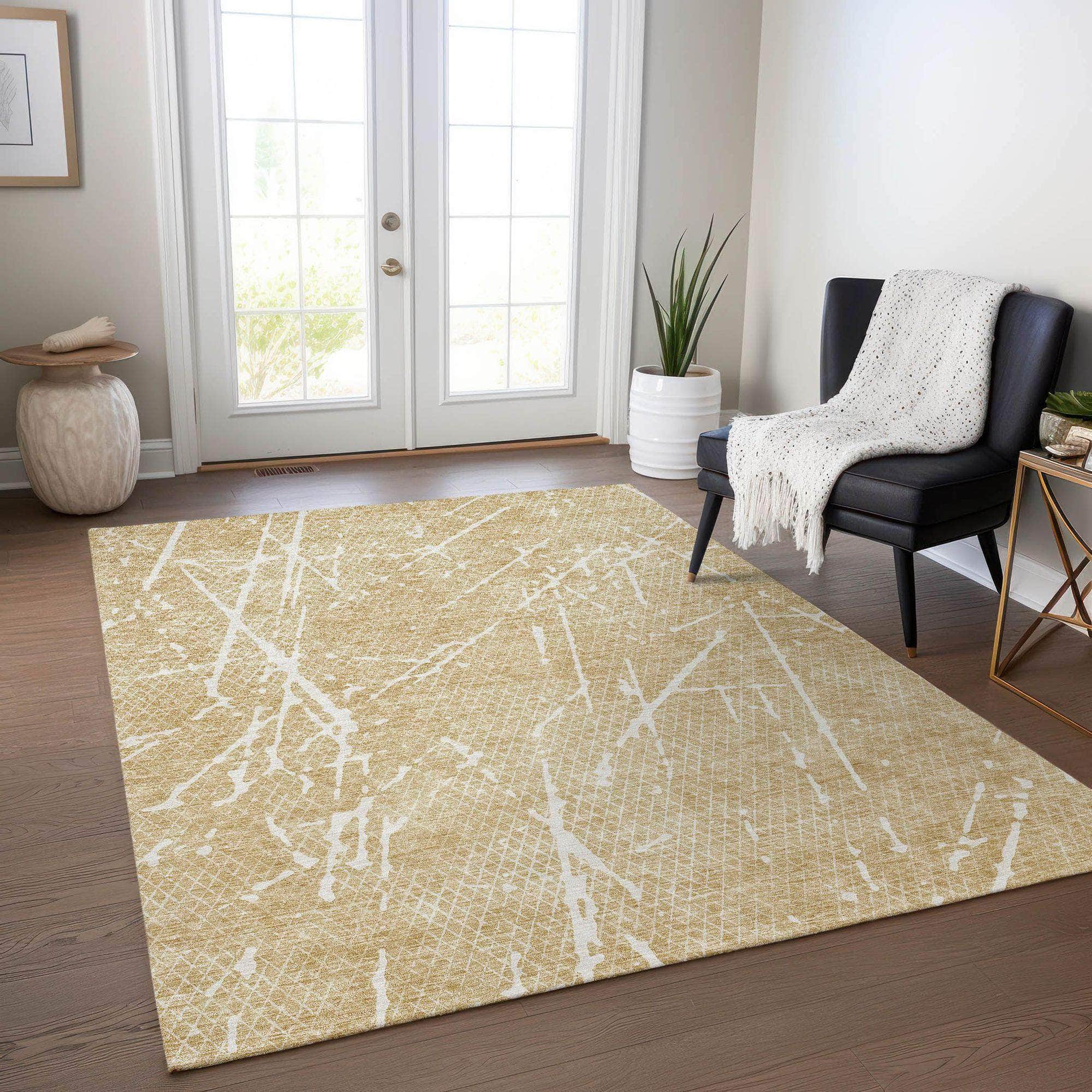 Machine Made ACN628 Beige Brown Rugs