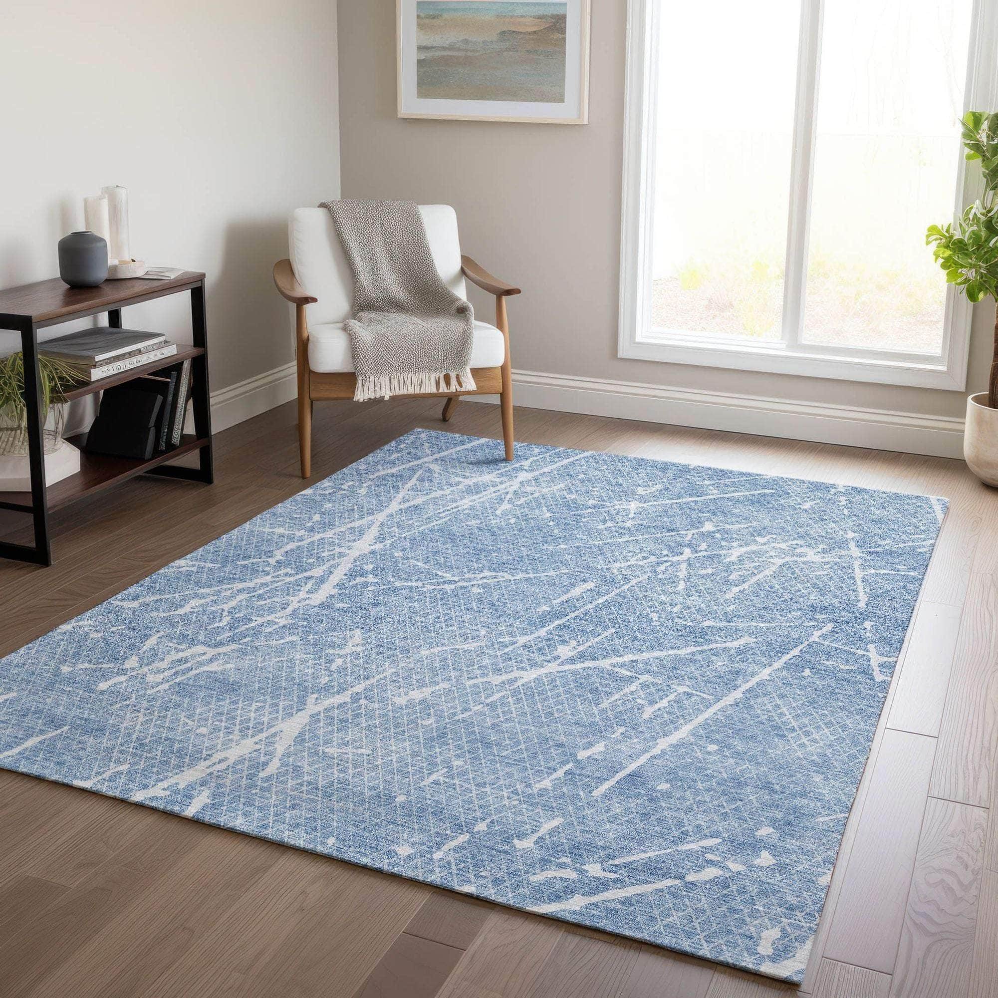 Machine Made ACN628 Blue Rugs
