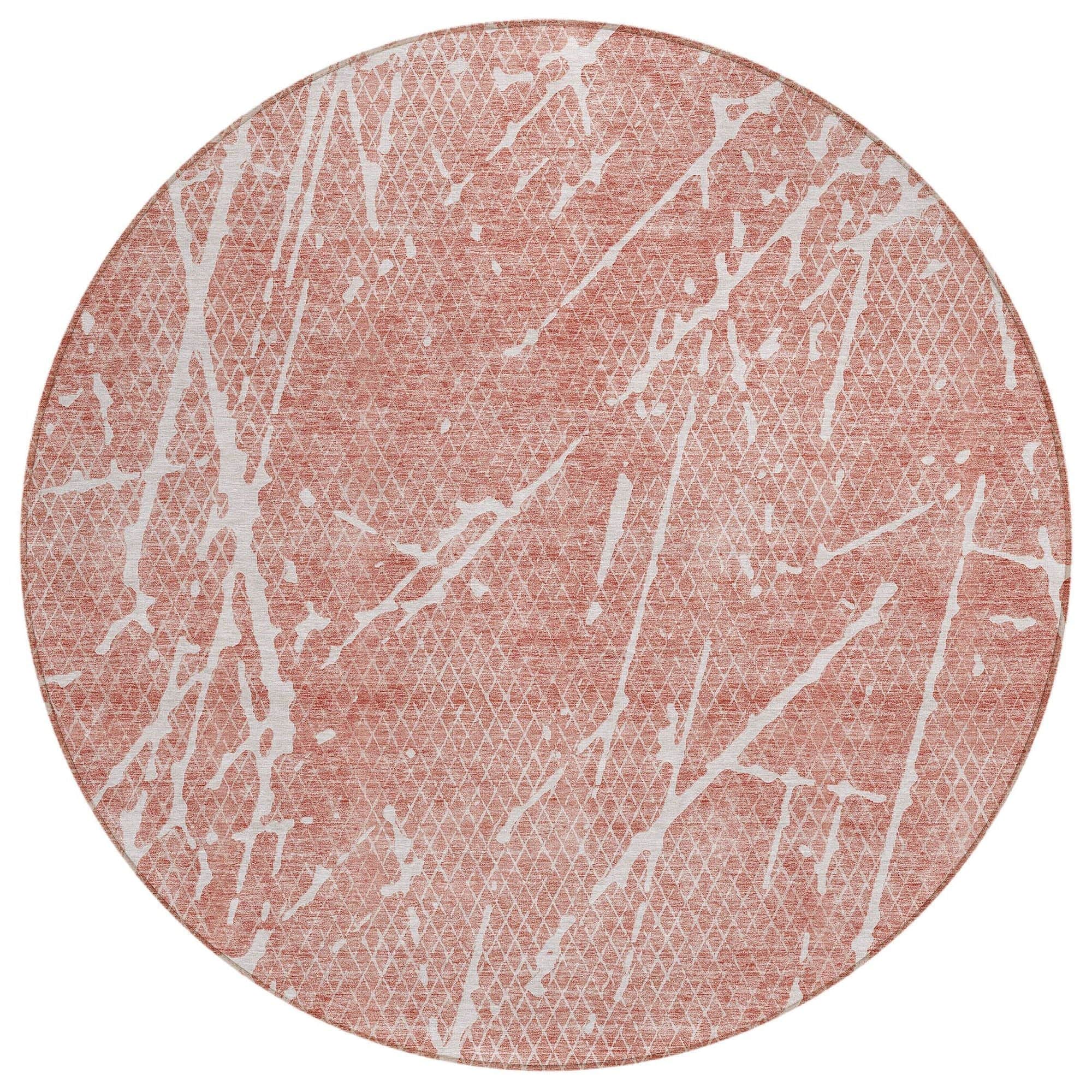 Machine Washable Blush Pink Rug - Indoor / Outdoor - Kids / Pet Friendly Lines Print Rug