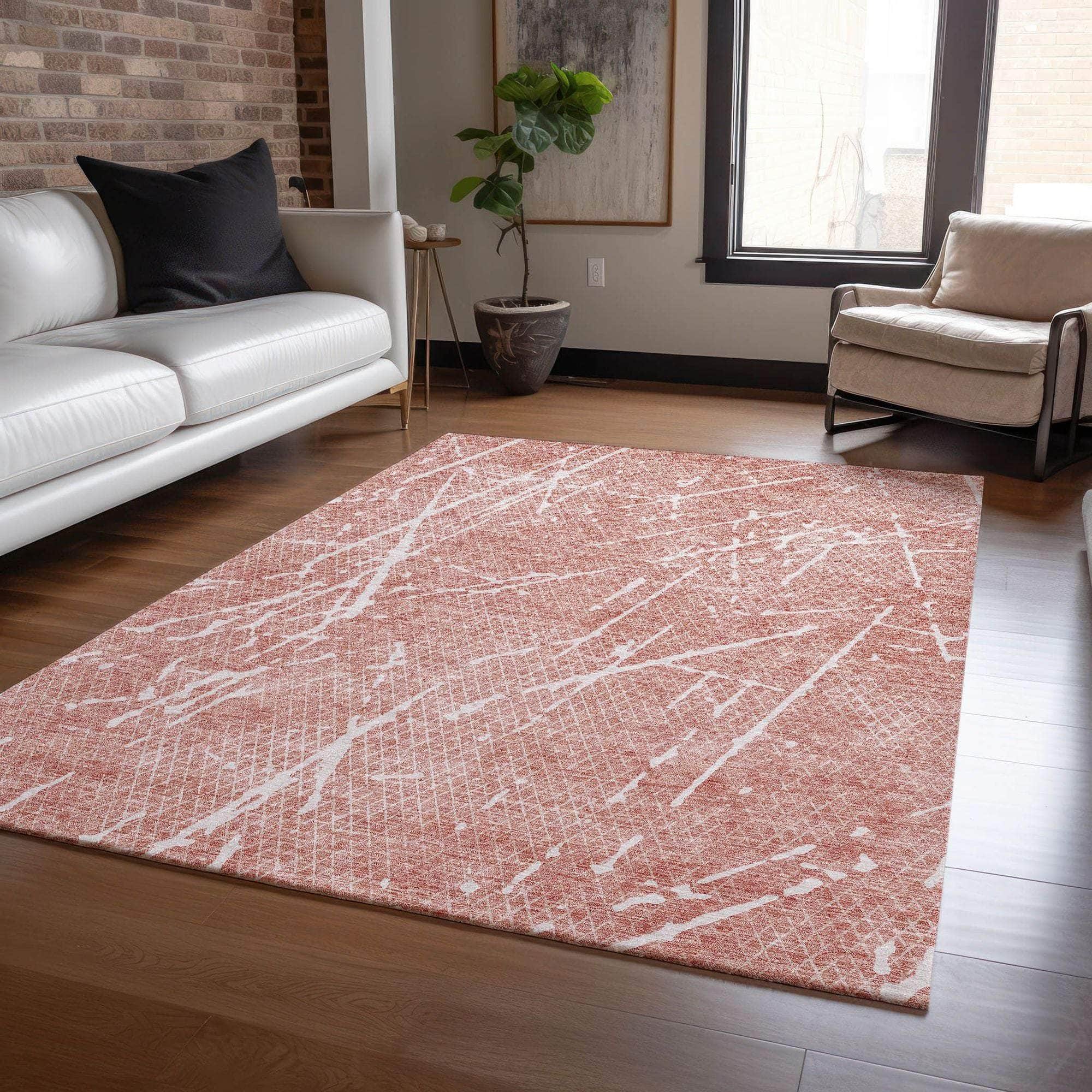 Machine Made ACN628 Blush Pink Rugs