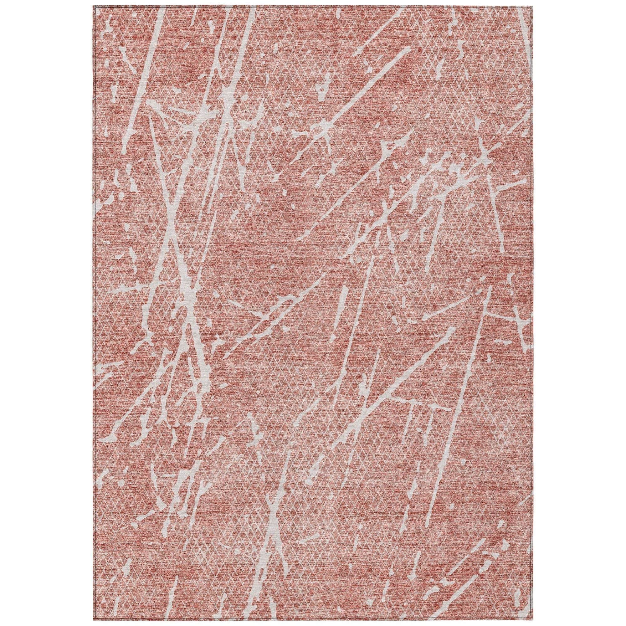 Machine Washable Blush Pink Rug - Indoor / Outdoor - Kids / Pet Friendly Lines Print Rug