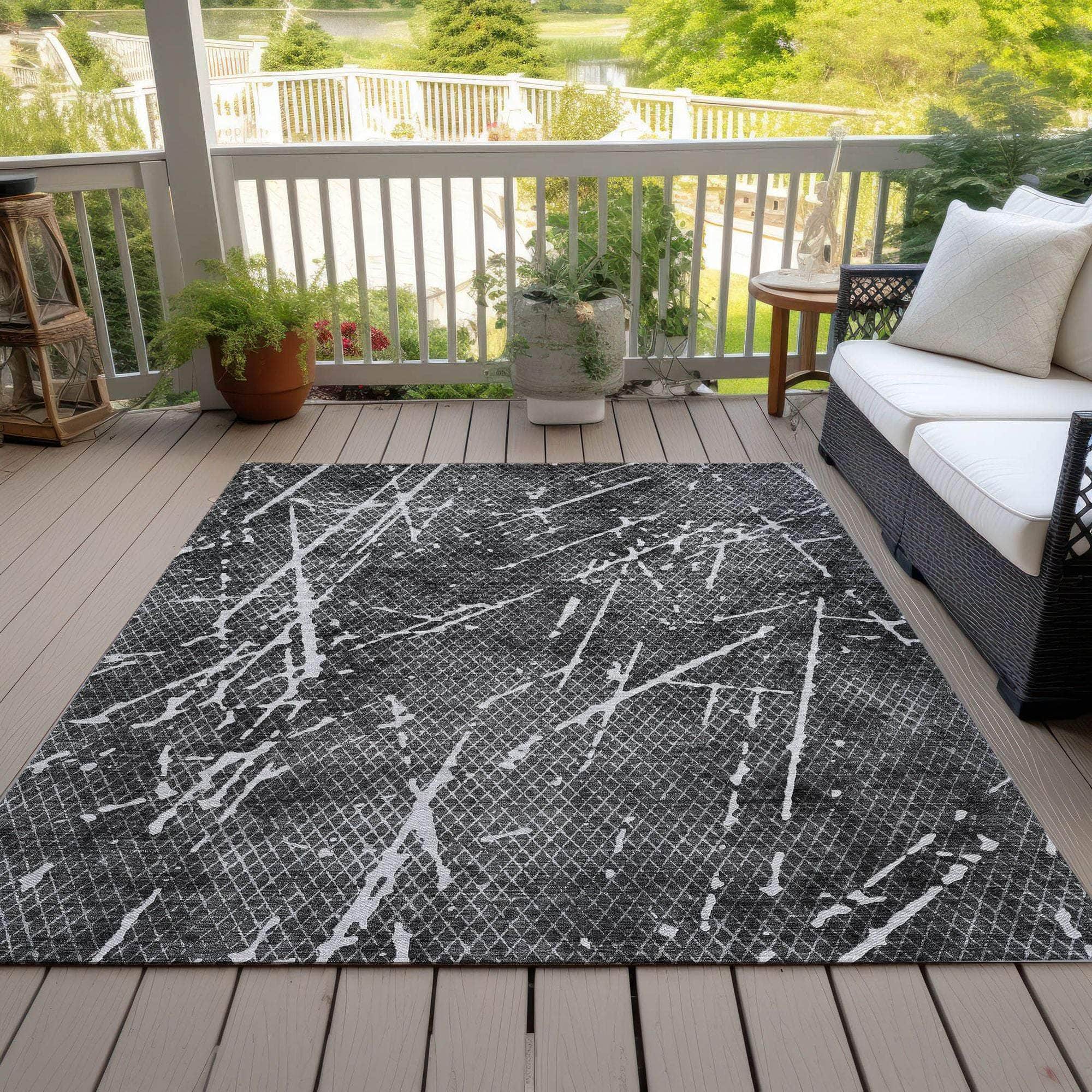 Machine Made ACN628 Charcoal Gray Rugs