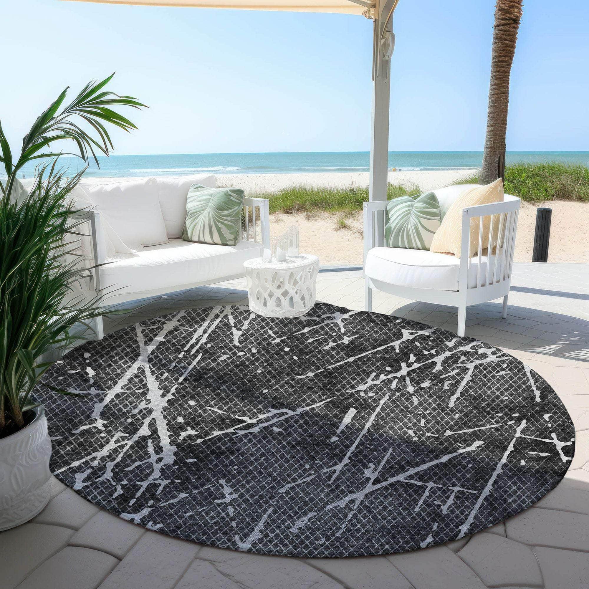 Machine Made ACN628 Charcoal Gray Rugs