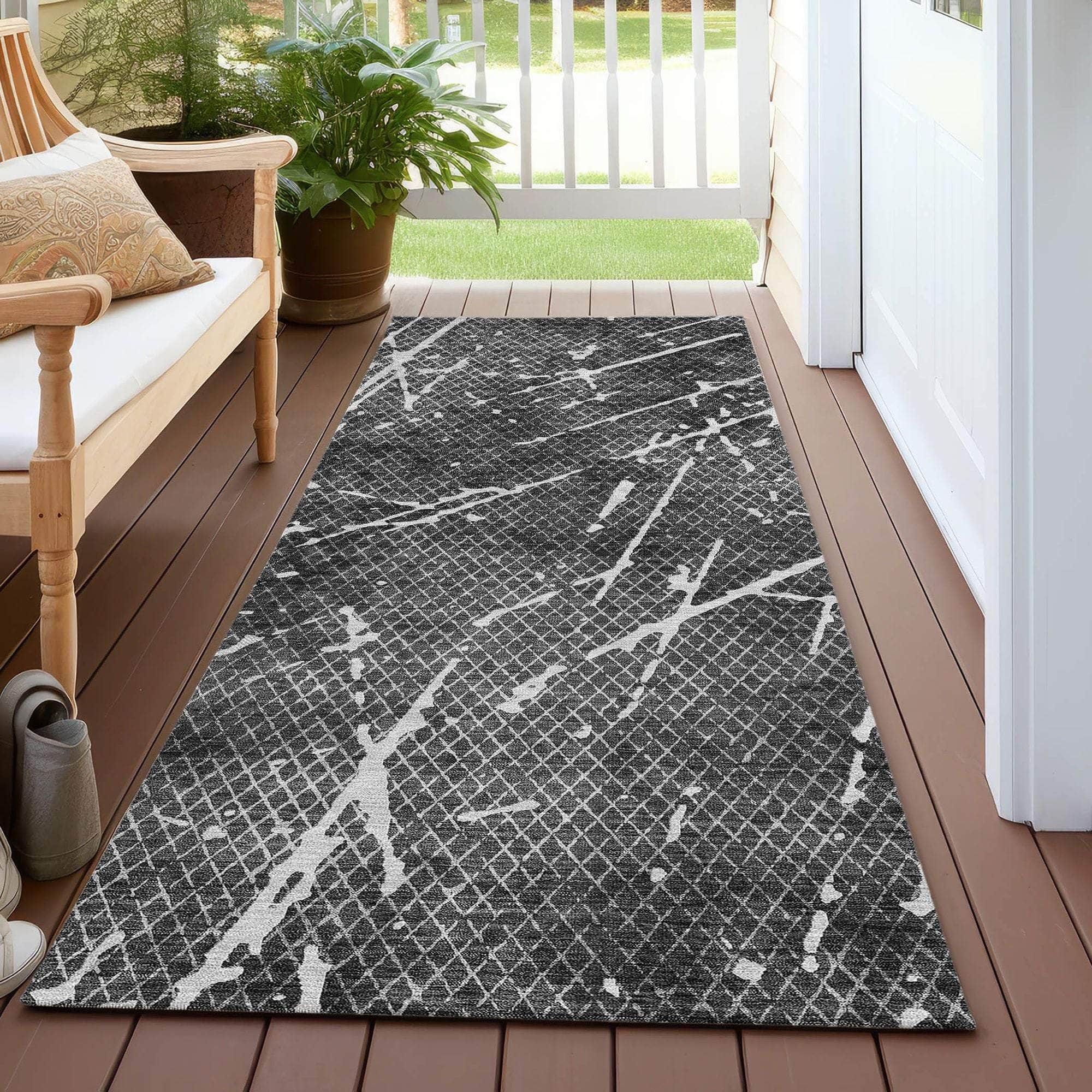 Machine Made ACN628 Charcoal Gray Rugs