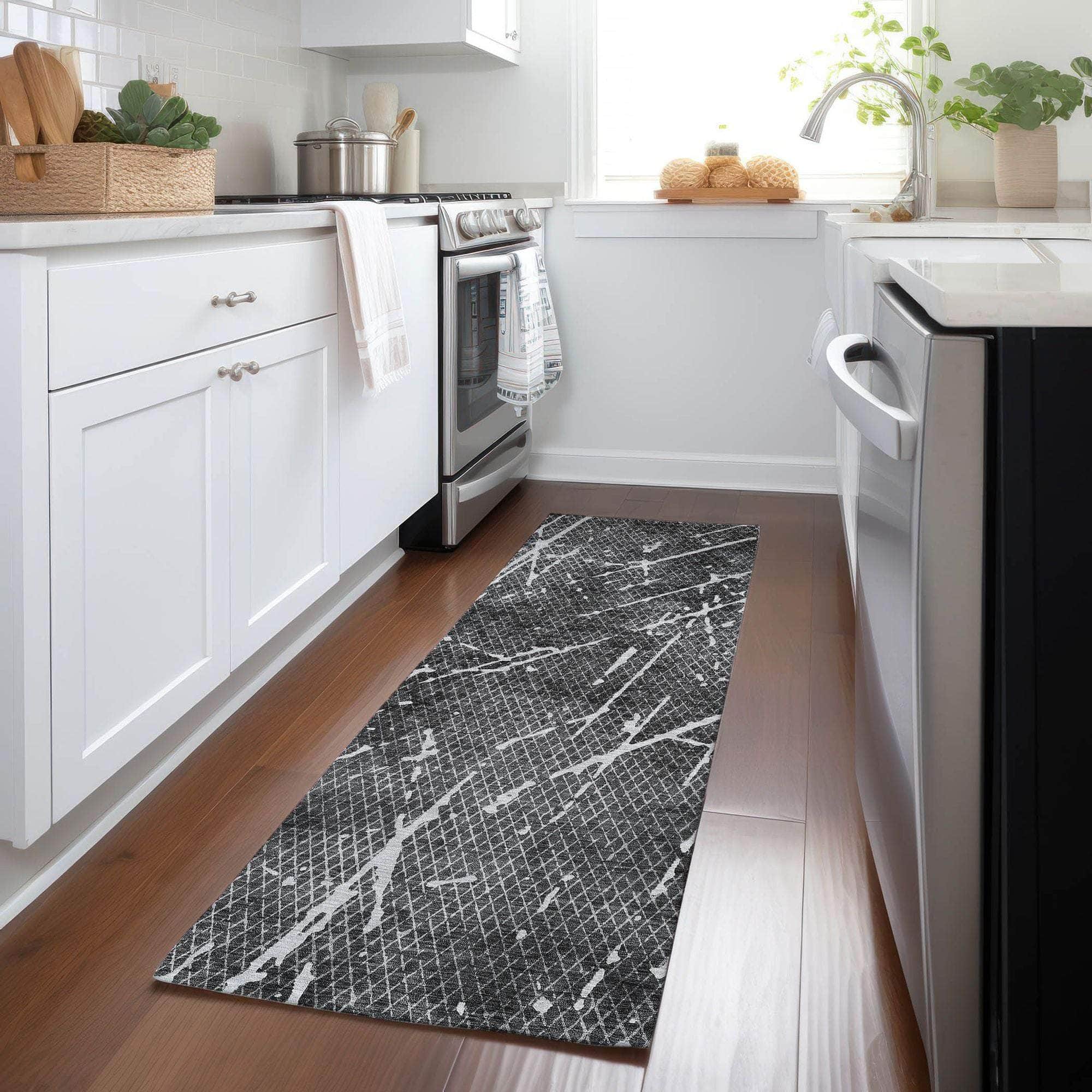 Machine Made ACN628 Charcoal Gray Rugs