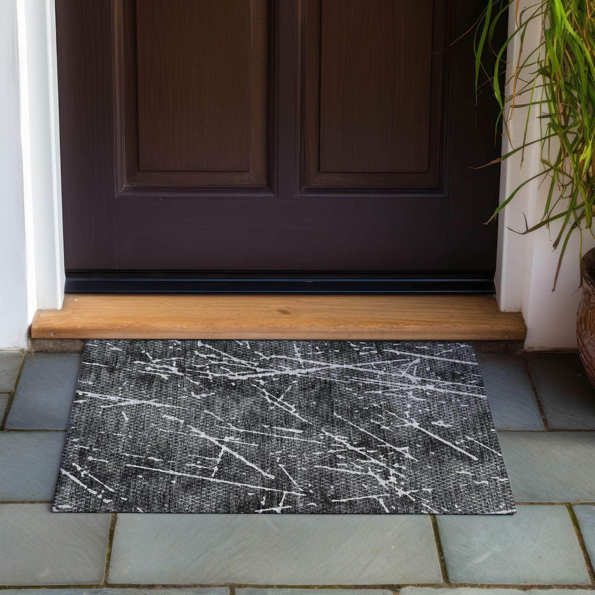 Machine Made ACN628 Charcoal Gray Rugs