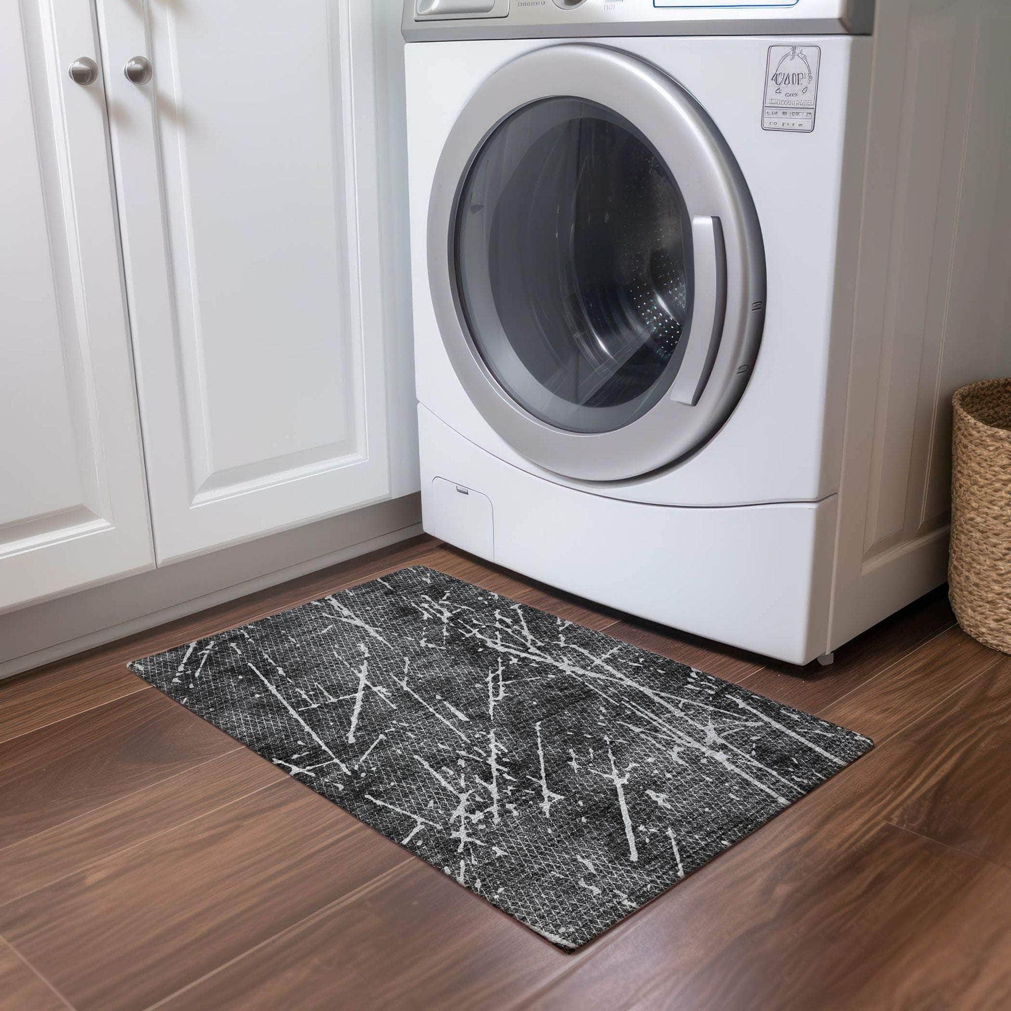 Machine Made ACN628 Charcoal Gray Rugs