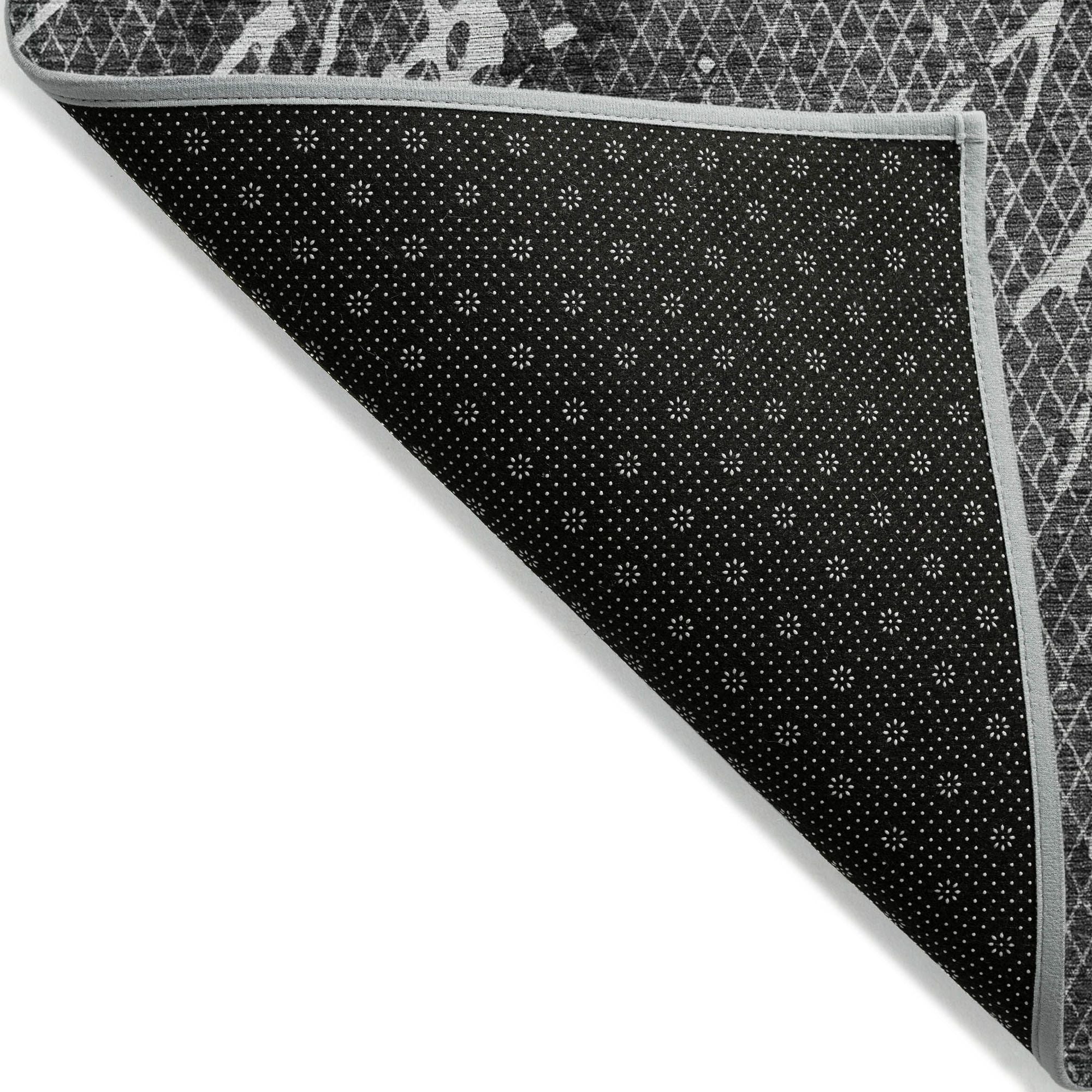 Machine Made ACN628 Charcoal Gray Rugs