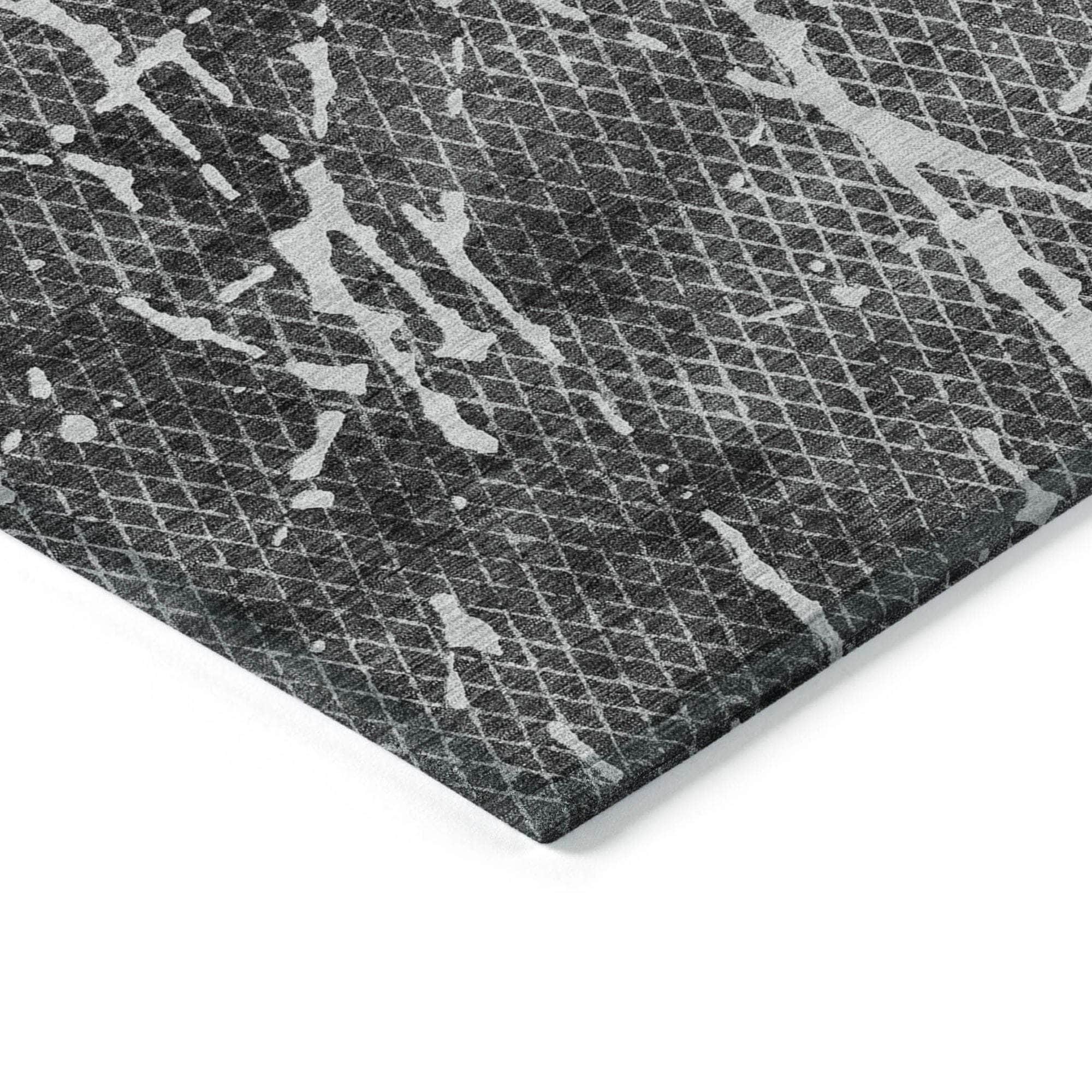 Machine Made ACN628 Charcoal Gray Rugs