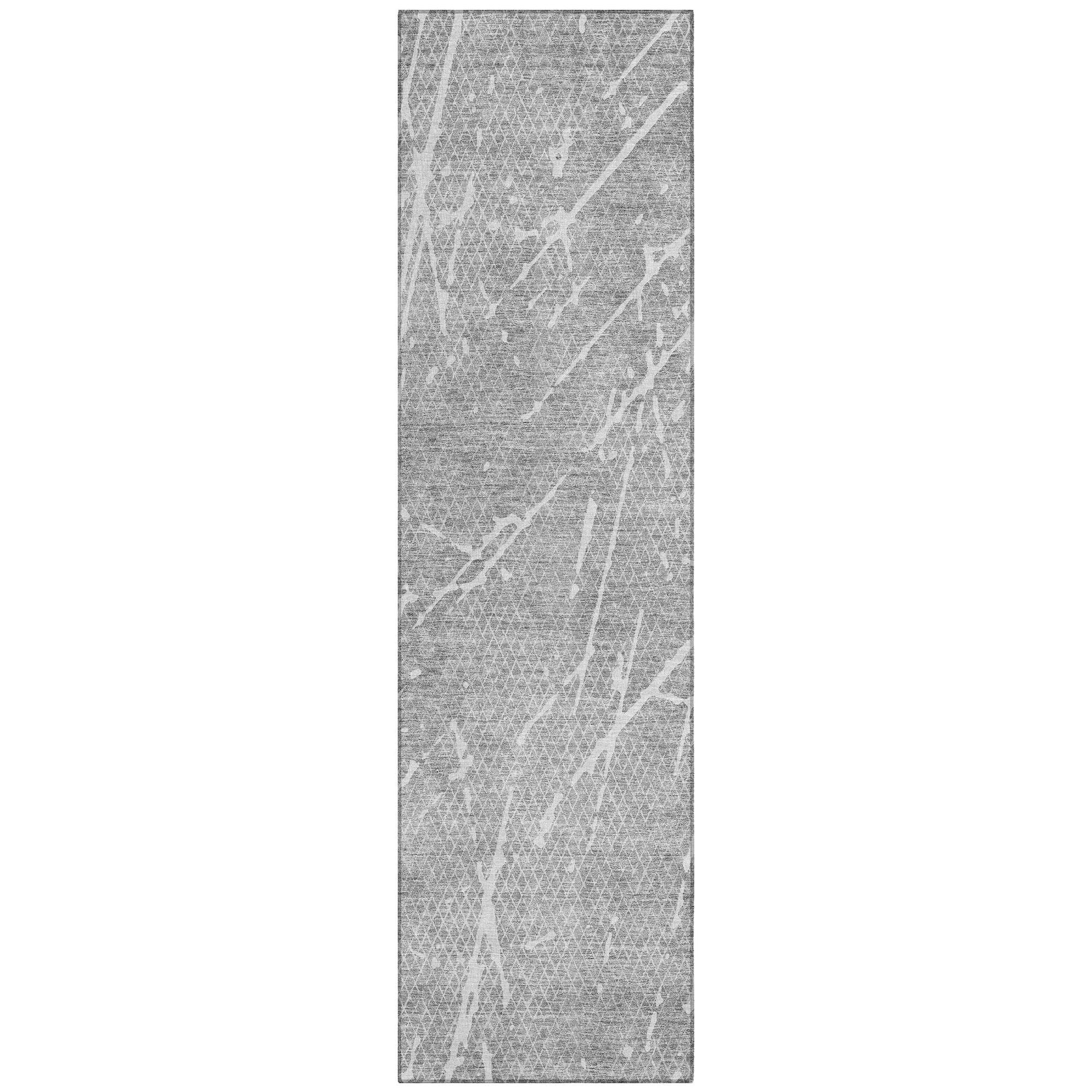 Machine Washable Gray Rug - Indoor / Outdoor - Kids / Pet Friendly Lines Print Rug