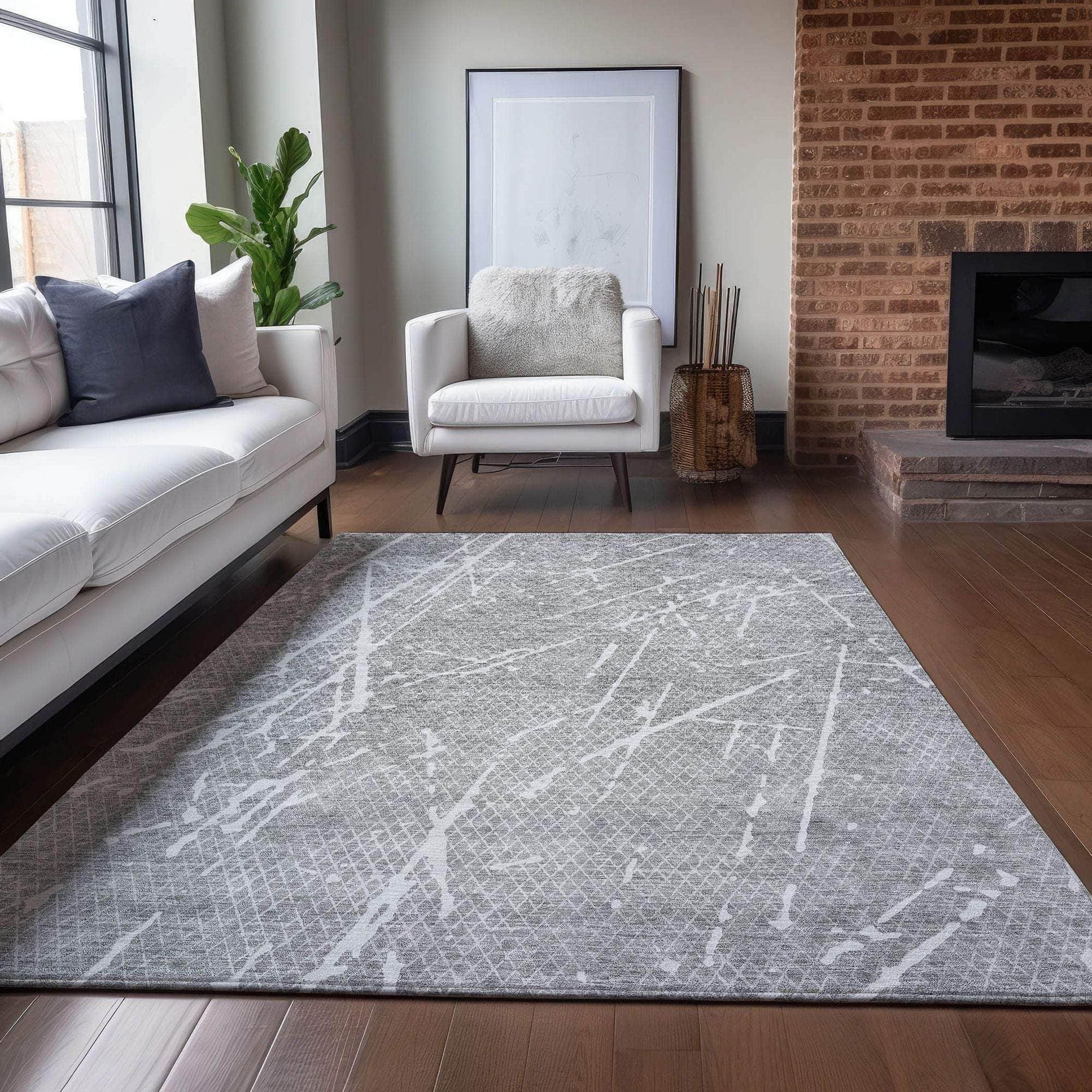 Machine Made ACN628 Gray Rugs