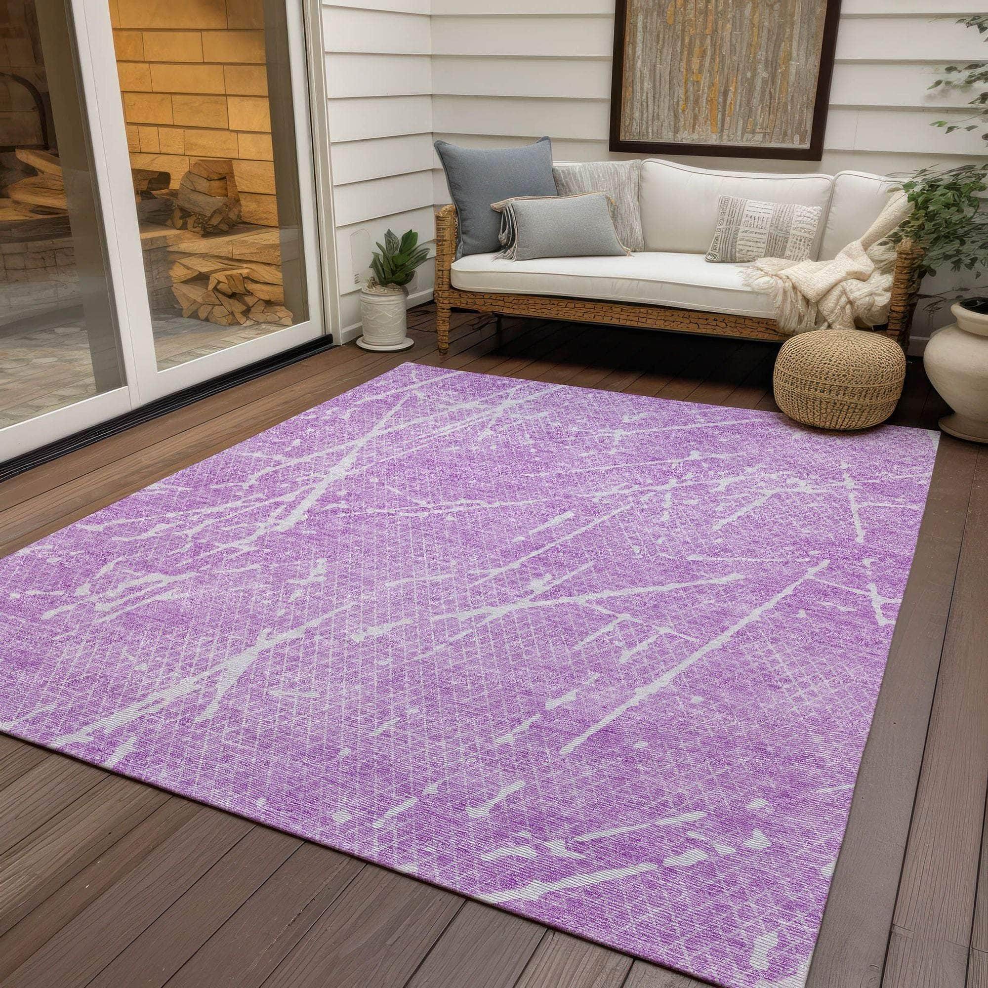 Machine Made ACN628 Lilac Purple Rugs